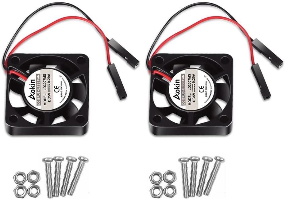 Long-Life 2-Pack Cooling Fans for Raspberry Pi Models – 30,000 Hours Durability