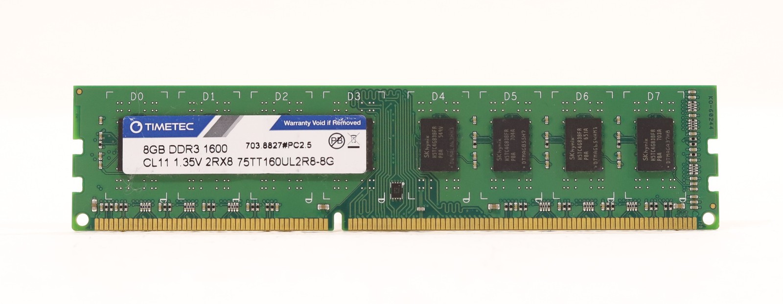 Timetec 8GB 2Rx8 PC3L-12800 DDR3-1600MHz Non-Ecc Unbuffered RAM 75TT160UL2R8-8G
