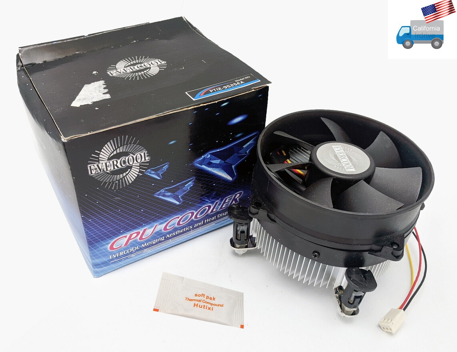 Genuine Evercool Tool Free Cooling Fan Intel PC Socket T LGA-775 95mm CPU Cooler