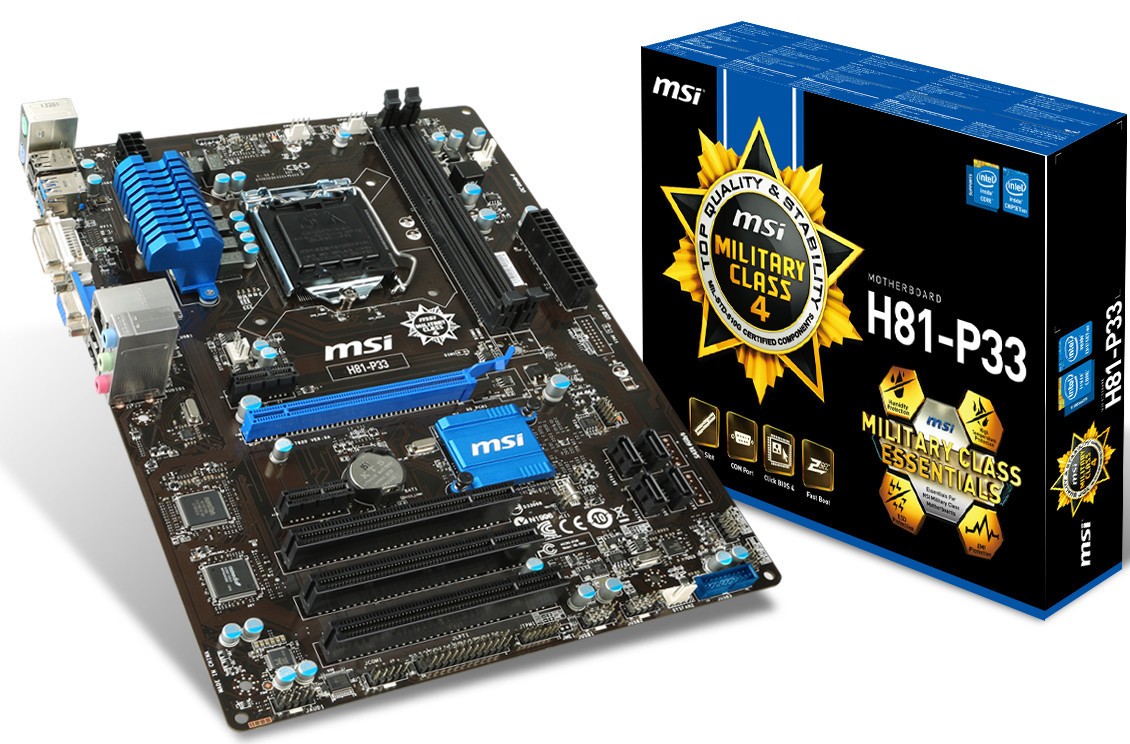 MSI H81M-P33 DVI VGA DDR3 USB 3.0 Socket LGA1150 Intel Micro ATX Motherboard