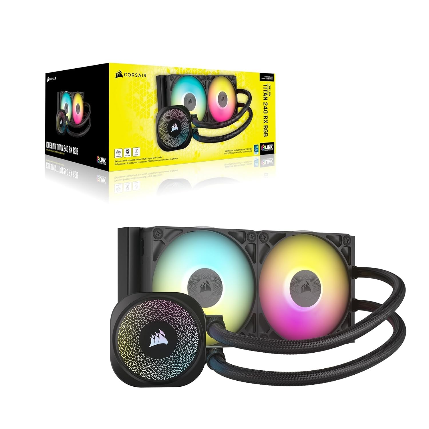 CORSAIR iCUE Link Titan 240 RX RGB Liquid CPU Cooler/ 240mm AIO/Low Noise-Black