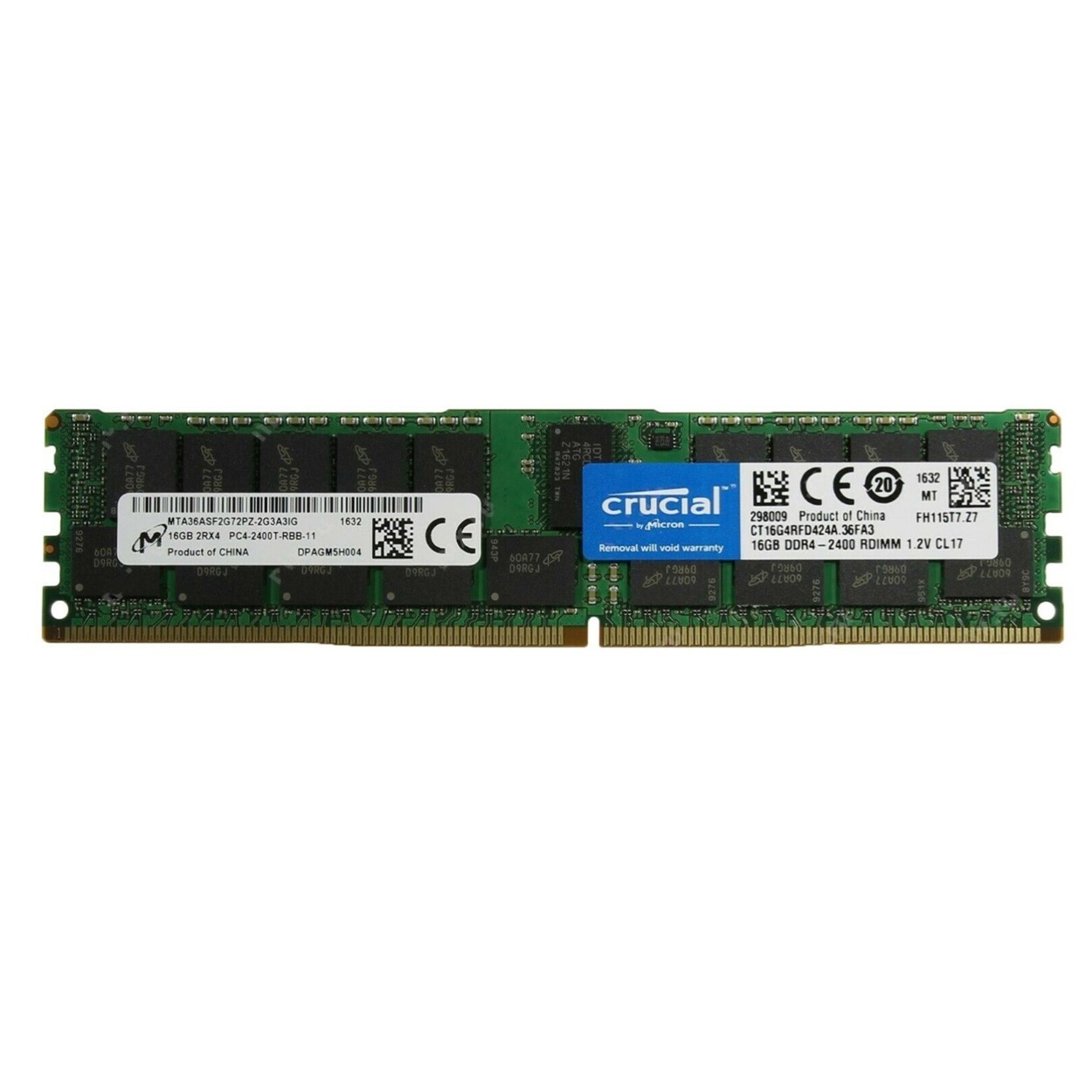 Crucial 16GB DDR4 2400MHz PC4-19200 2RX4 ECC Registered Memory Ram CT16G4RFD424A