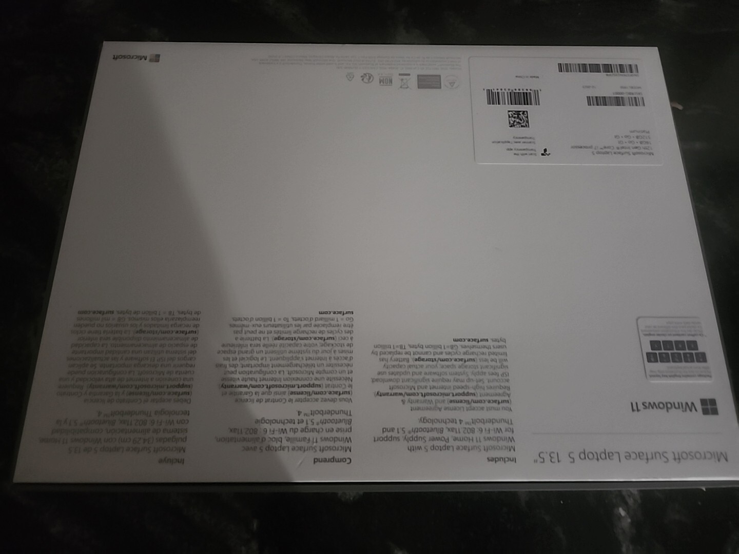 Microsoft Surface Laptop 5 – Original Empty Retail Box Only & Manuals