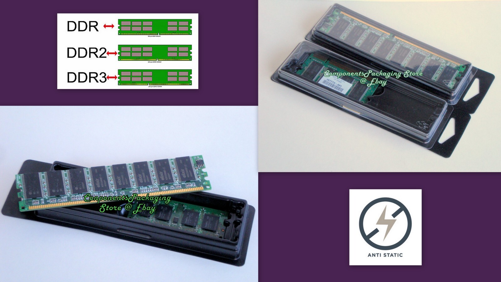 RAM Memory Single Case for PC4 PC3 PC2 DIMM or SODIMM – Lot of 5 15 25 40 80 150