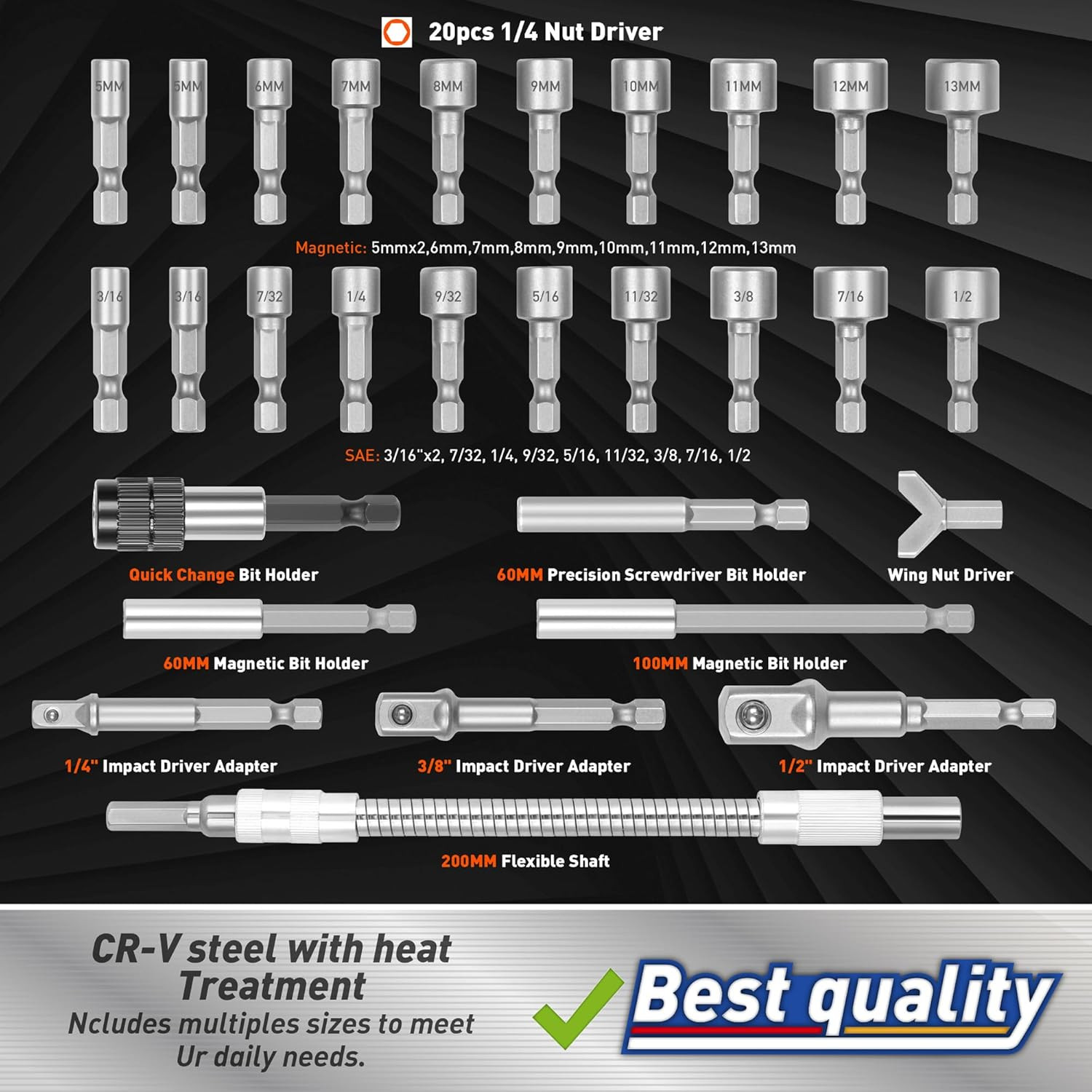258-Piece Ultimate Screwdriver Bit Set, Chrome Vanadium Steel Driver Bit Set, Se