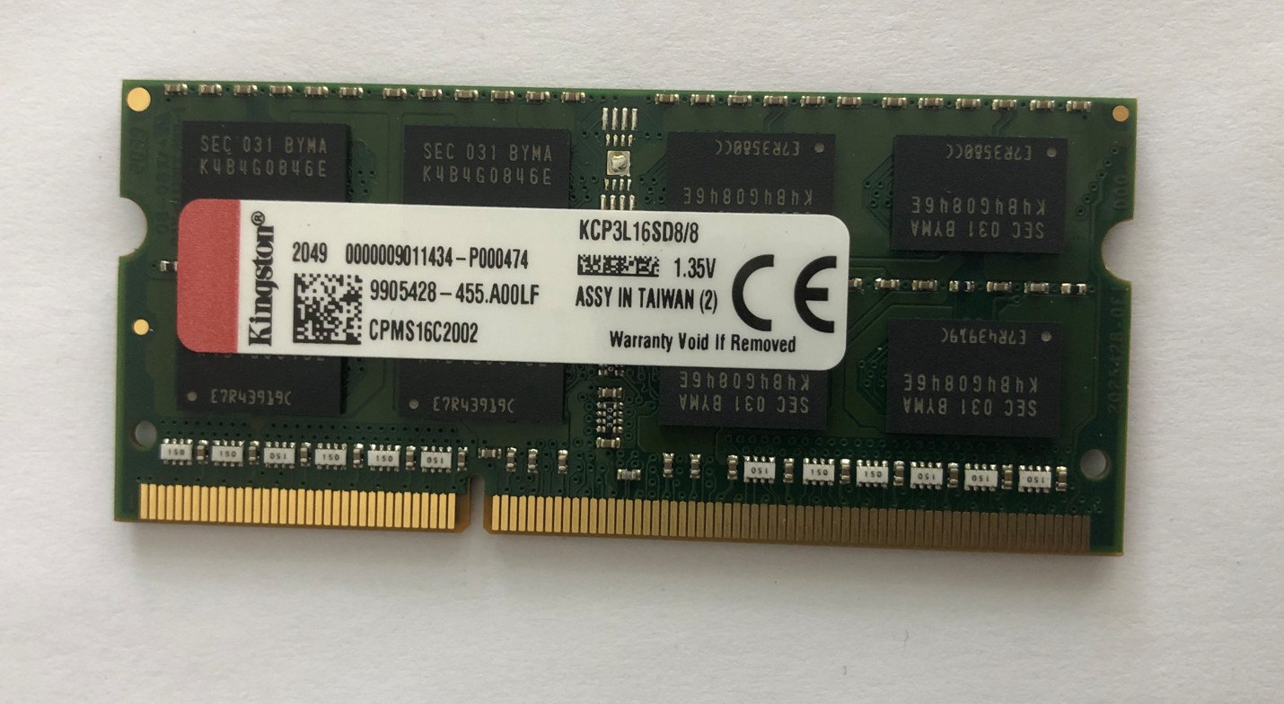 Kingston 8GB RAM KCP3L16SD8/8 DDR3L 1600 Laptop Memory PC3L-12800S SODIMM