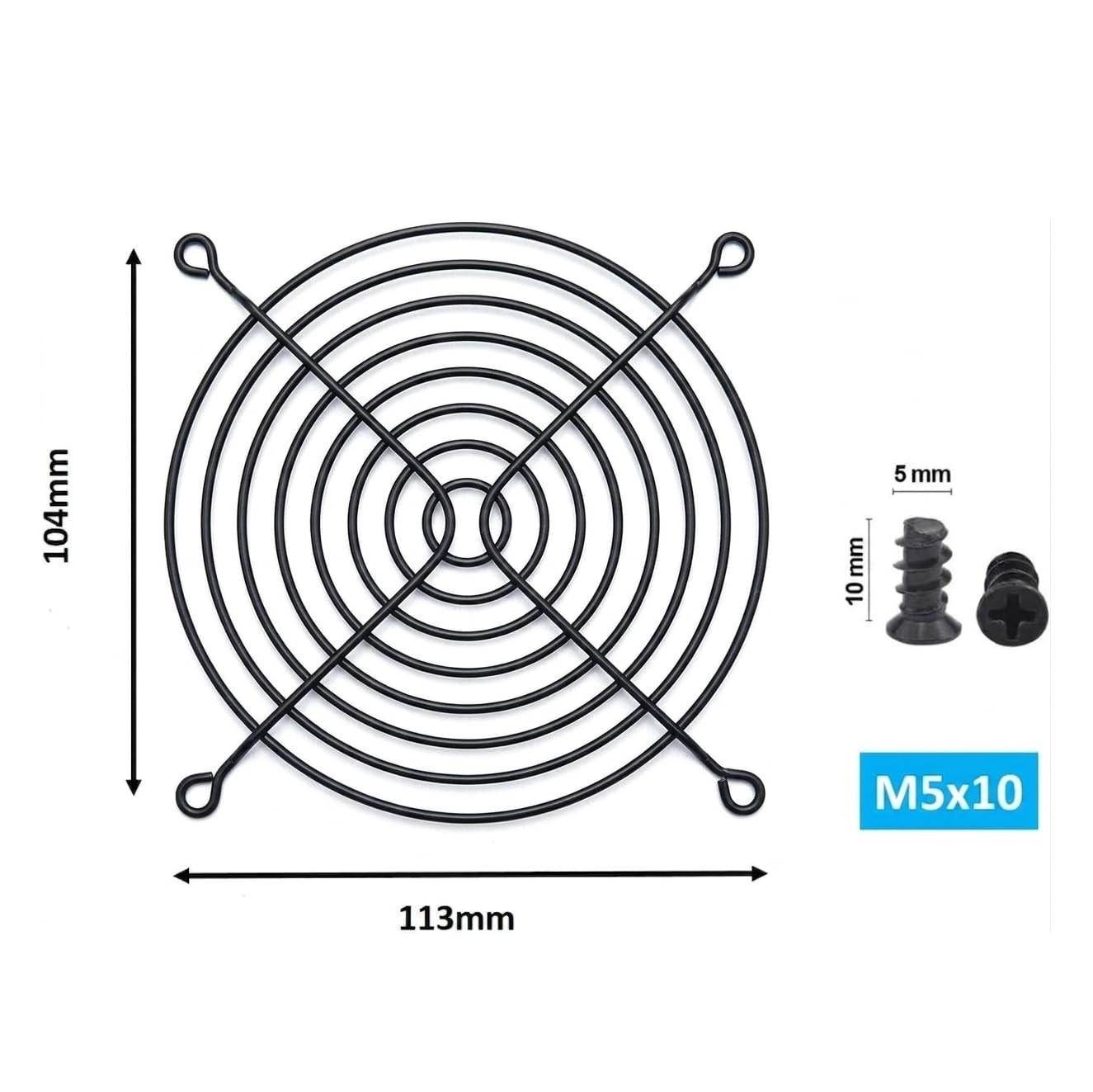Easycargo 4pcs 120mm Fan Grill Guard Black with Screws