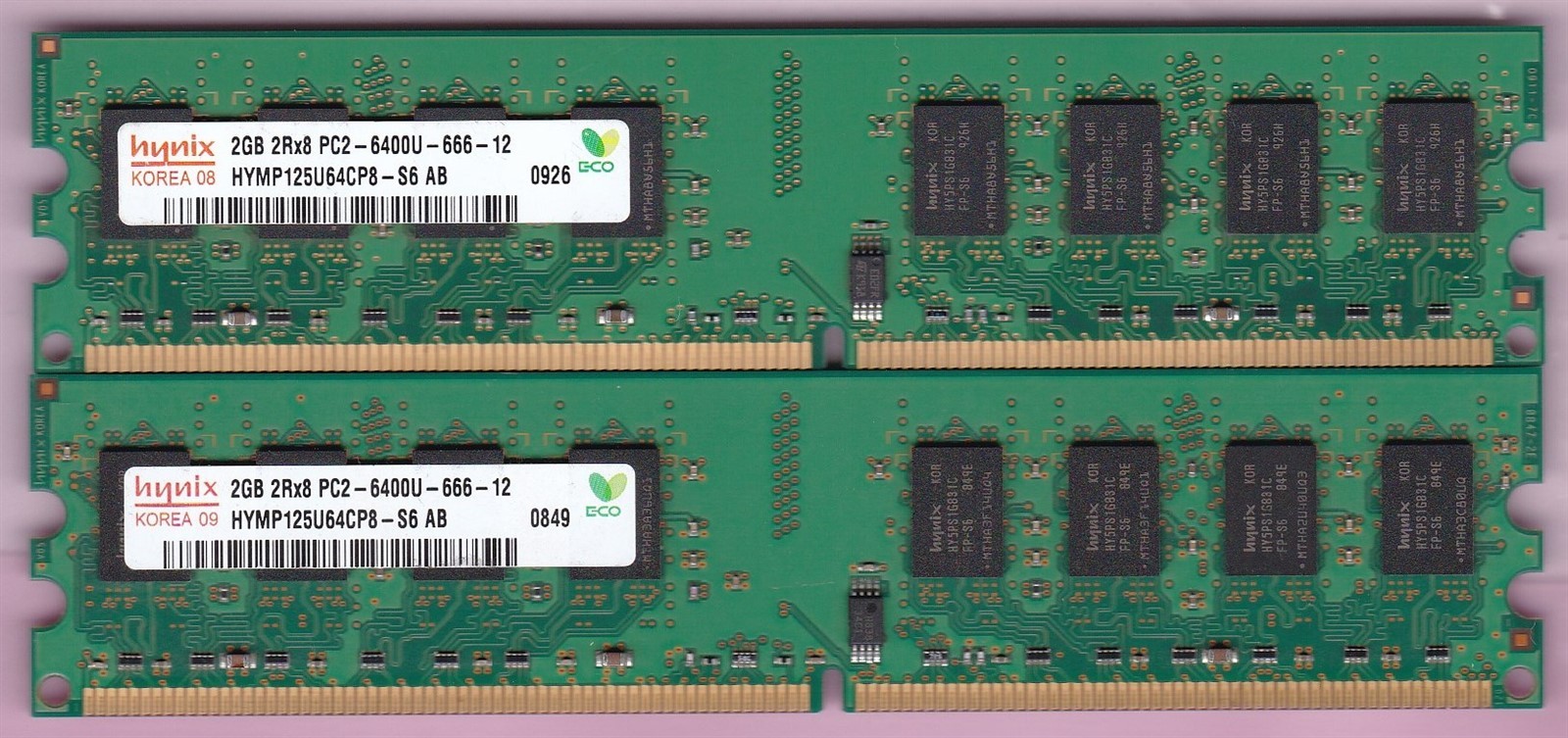 4GB 2x2GB PC2-6400 DDR2-800 HYNIX HYMP125U64CP8-S6 AB Ram Memory Kit Desktop