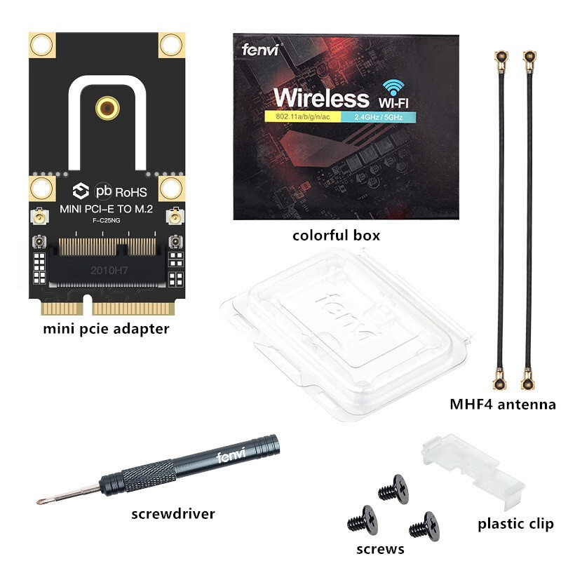 Intel AX210 AX200 BCM94360NG M.2 WiFi Card to Mini PCI-E Card Adapter Converter