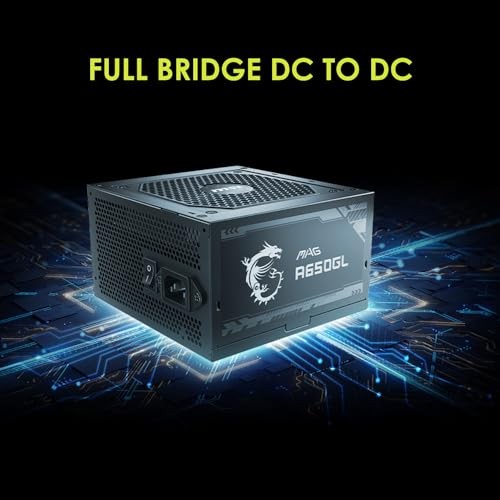 MSI MAG A650GL, Fully Modular Compact Gaming 650W Power Supply, 80+ Gold, ATX