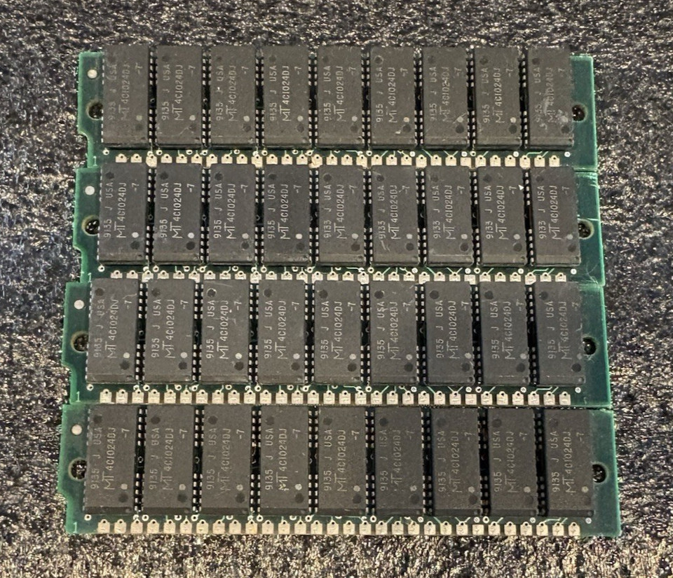 4 x 1MB 70ns FPM SIMM Silver Memory Module RAM 4MB PC 286 386 *TESTED*