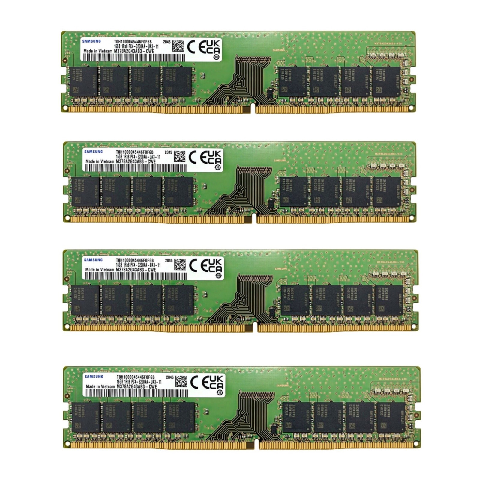 64GB (4X 16GB ) Samsung 1Rx8 DDR4 3200MHz PC4-25600 Non-ECC Desktop Memory RAM