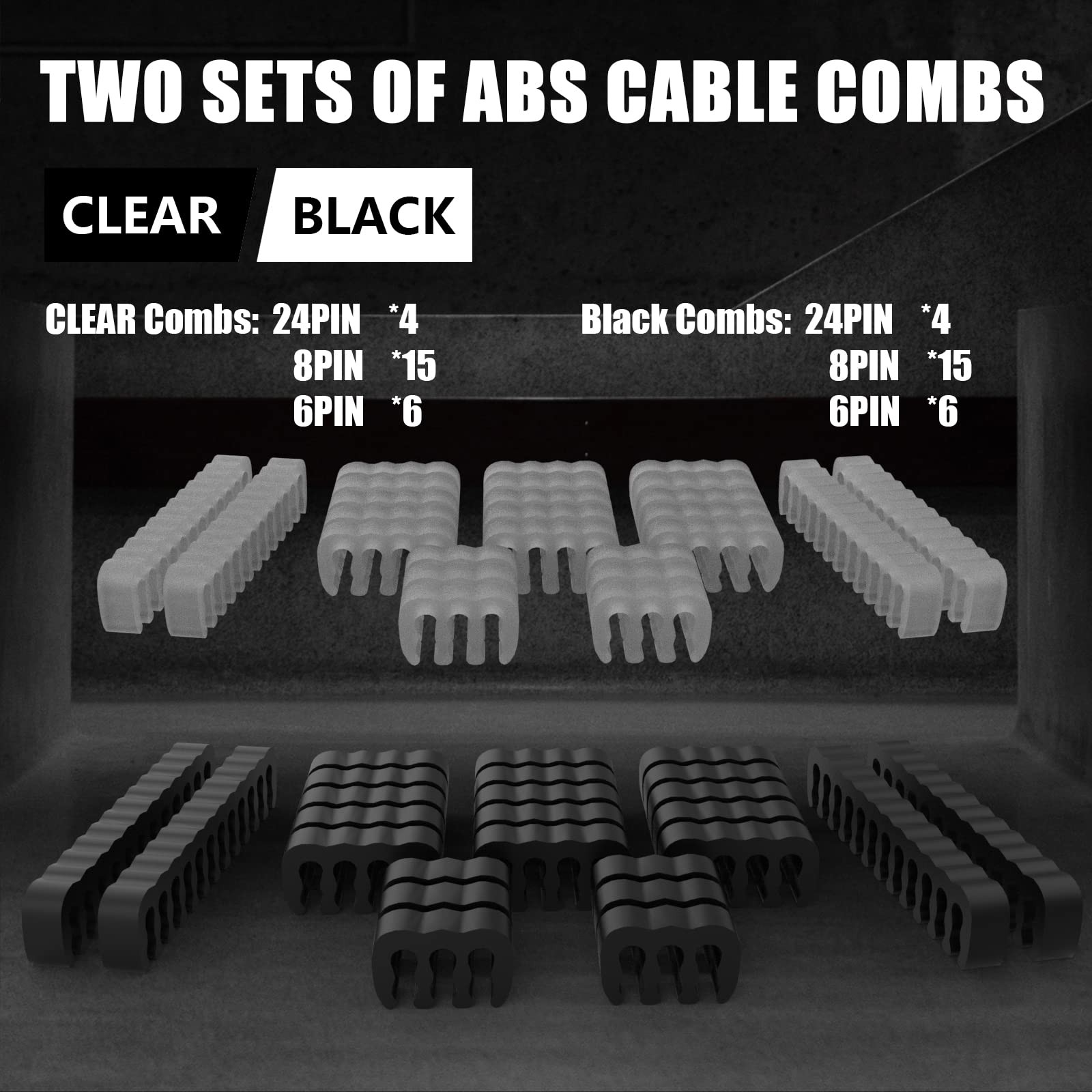 Black/Red 30cm Sleeved PSU Cable Extension Kit for ATX Power Supply 1×24-Pin