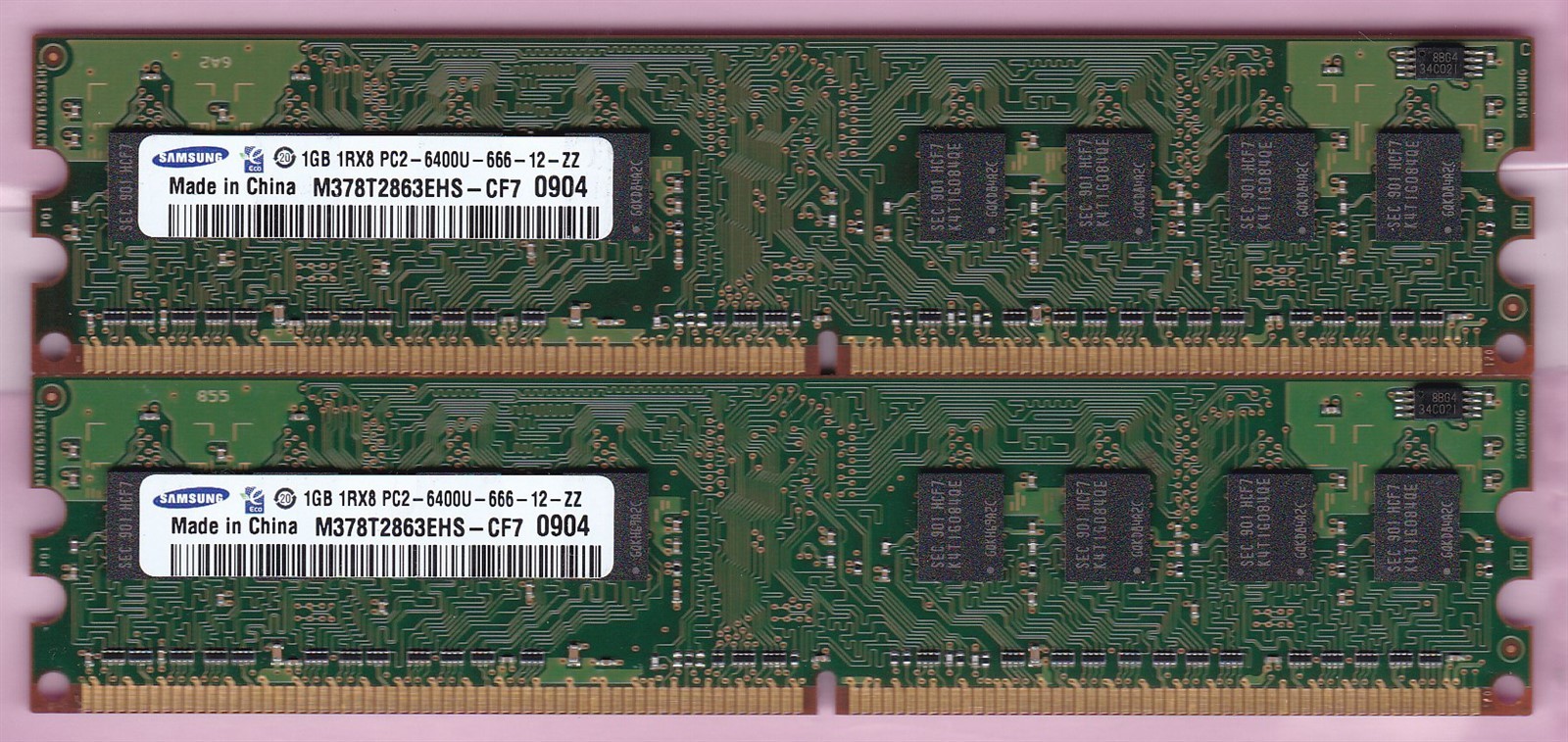 2GB 2x1GB PC2-6400 DDR2-800 SAMSUNG M378T2863EHS-CF7 Desktop Ram Memory Kit DIMM