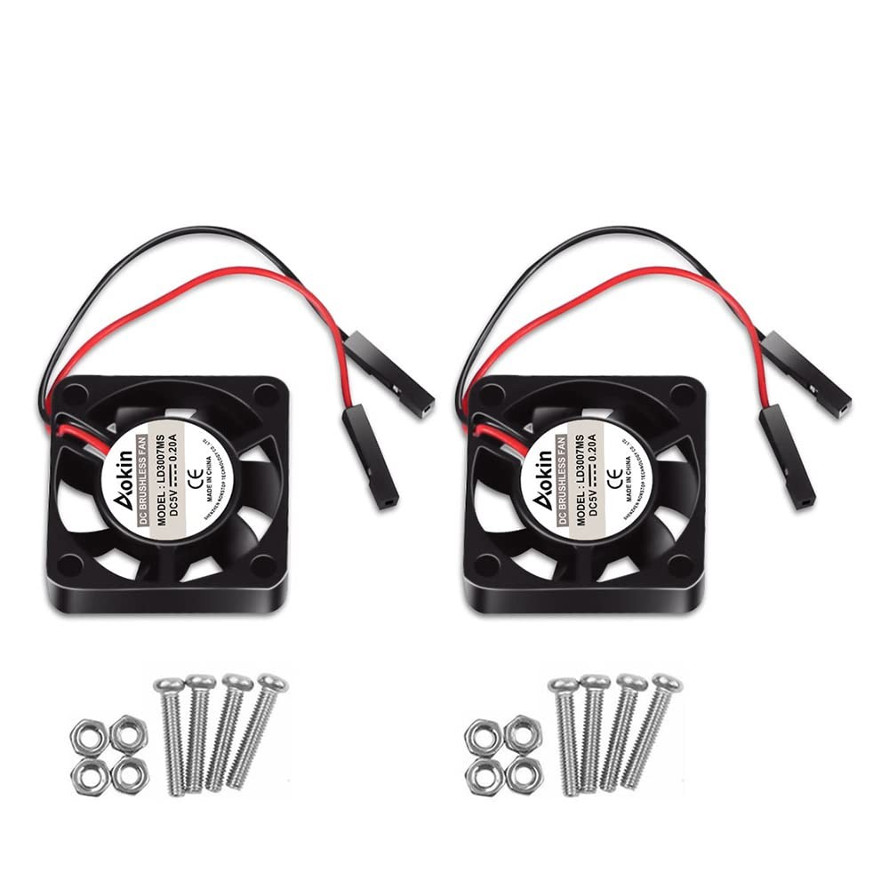 2Pcs 3007 Fan for Raspberry Pi 5 30x30x7mm Cooler Pi Brushless Cooling Case F…