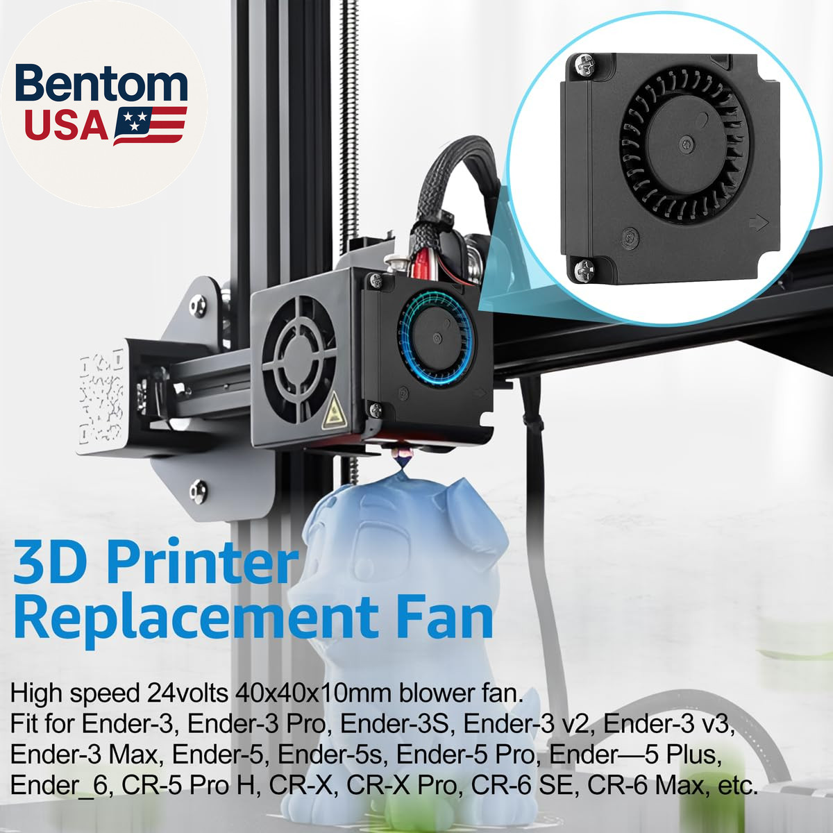 40Mm X 10Mm 4010 Blower Fan 24V Dual Ball Bearing, Ender 3 Upgrade 24 Volt DC Br
