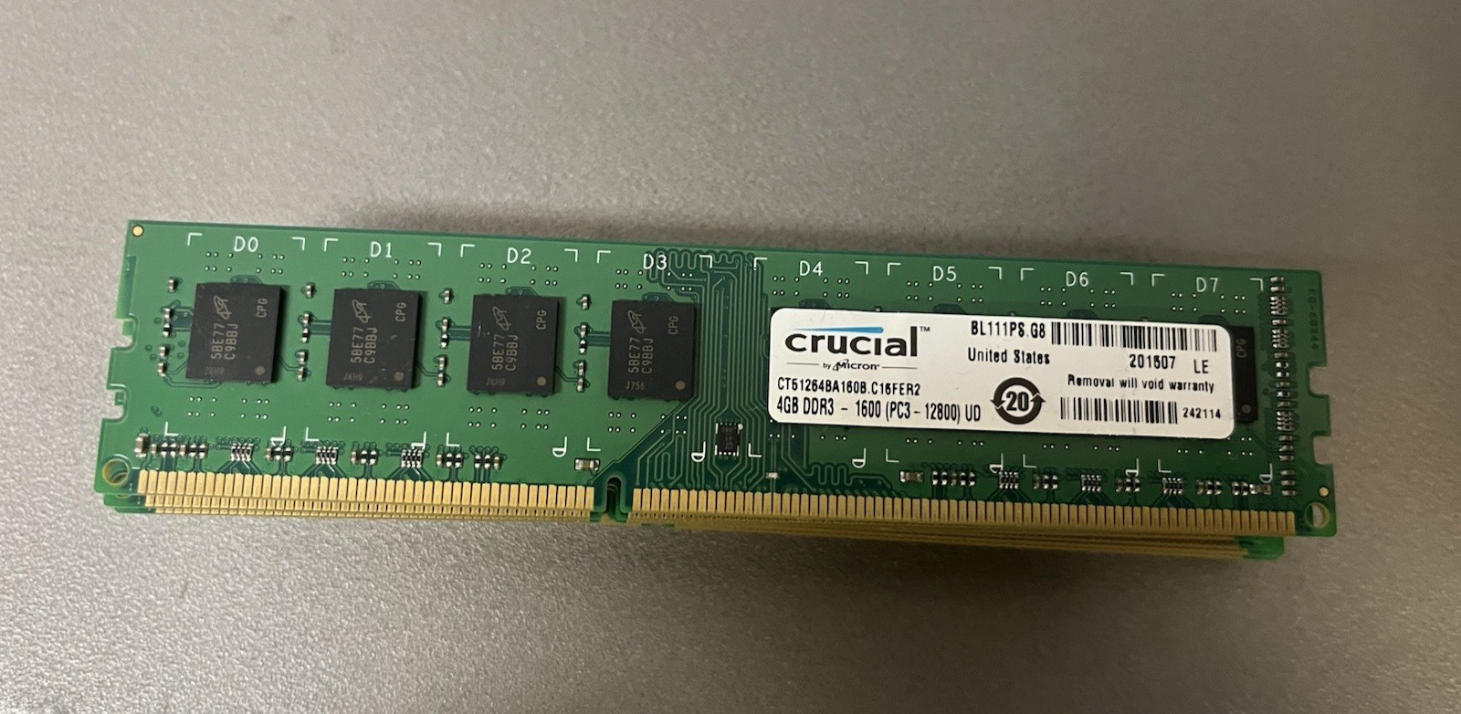 Crucial 8GB (2 x 4GB) PC3-12800 (DDR3-1600) Memory (CT51264BA160B)