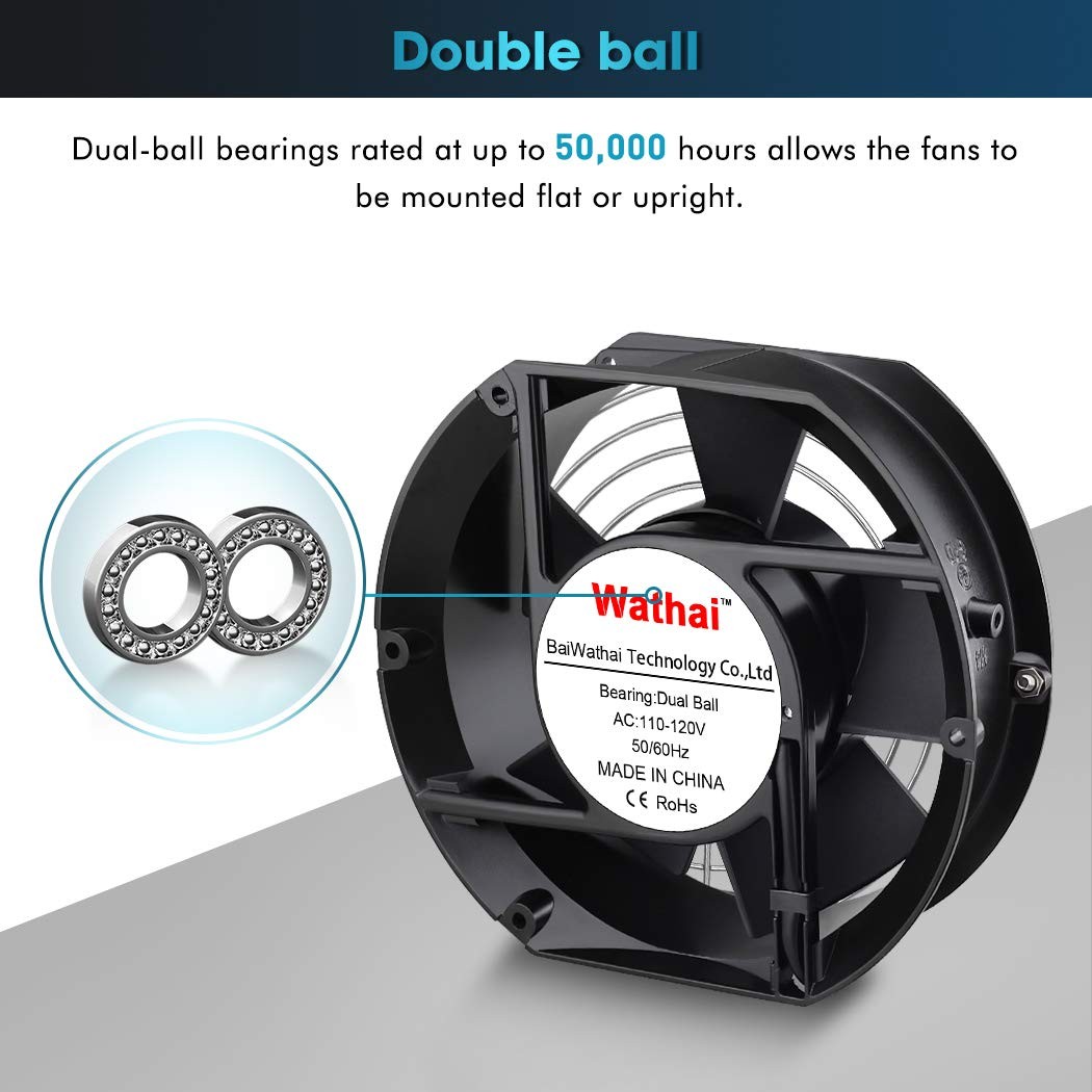 Ac 110v 120v Axial Fan Big Airflow High Speed Dual Ball 172mm X 150mm X 51mm For