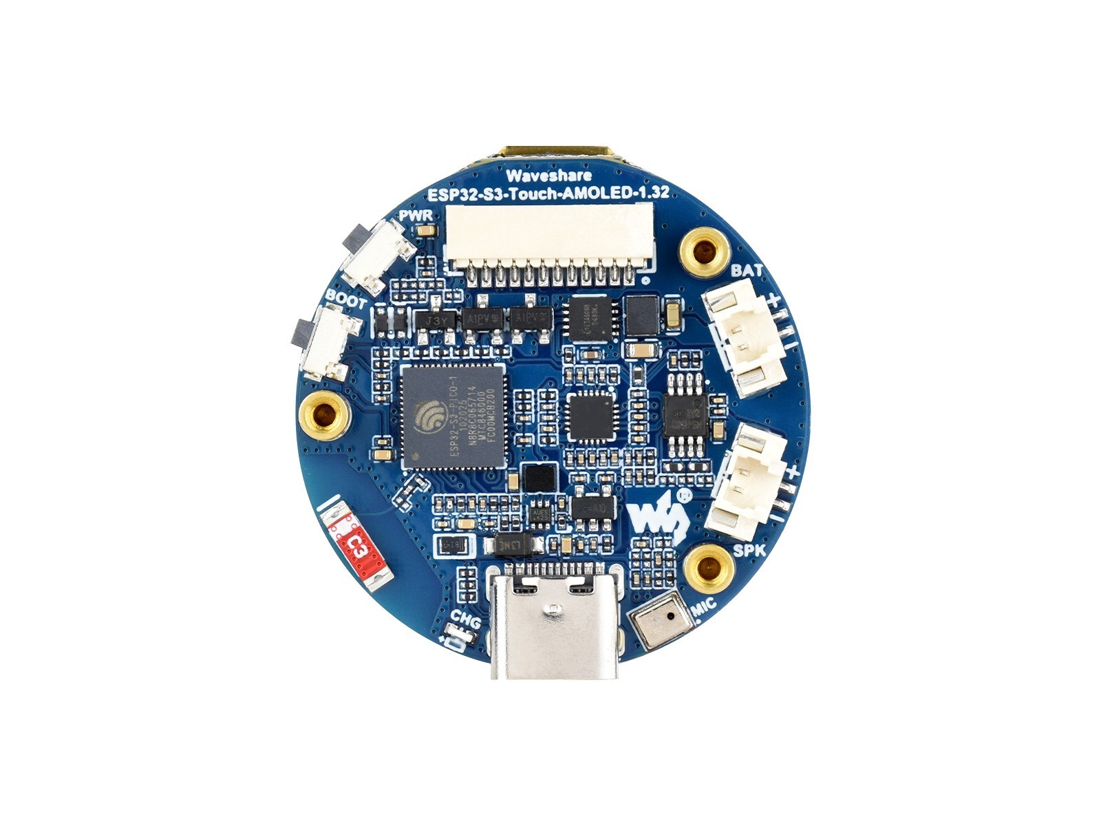 Waveshare ESP32-S3 1.32inch AMOLED Round Touch Display Development Board 466×466