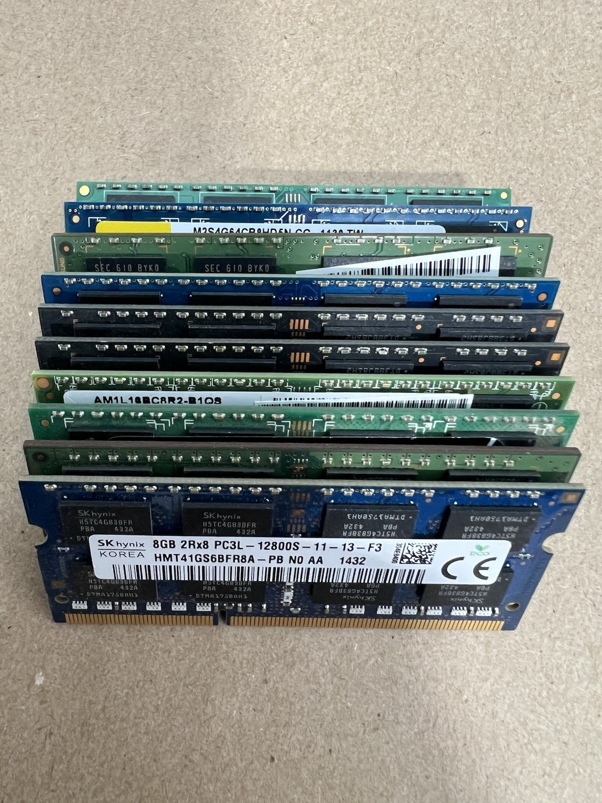 Lot (10) Mixed Brand 8GB PC3L-12800s DDR3 Non-ECC