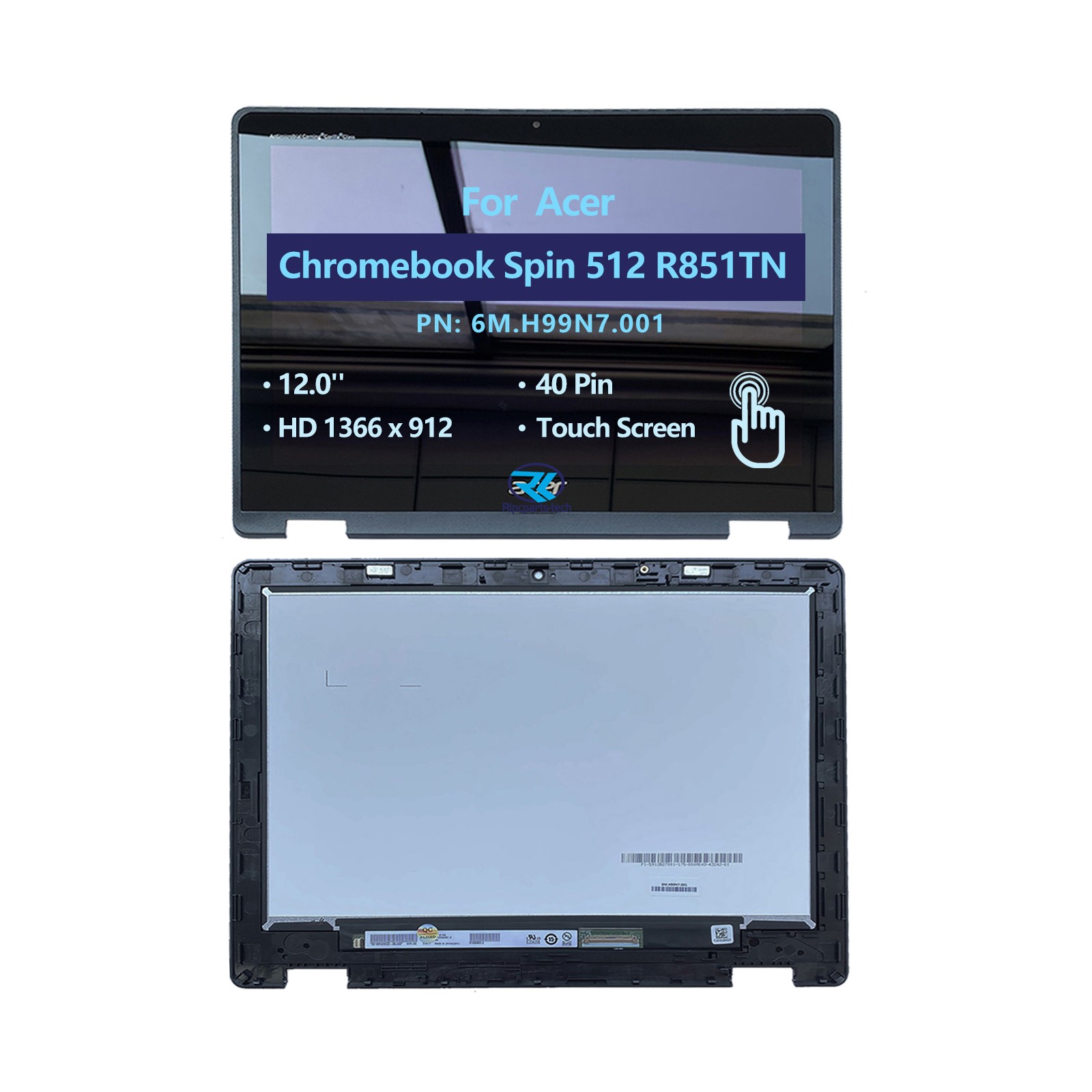 For Acer Chromebook Spin 512 R851TN 12.0” LCD Touch Screen Bezel 6M.H99N7.001