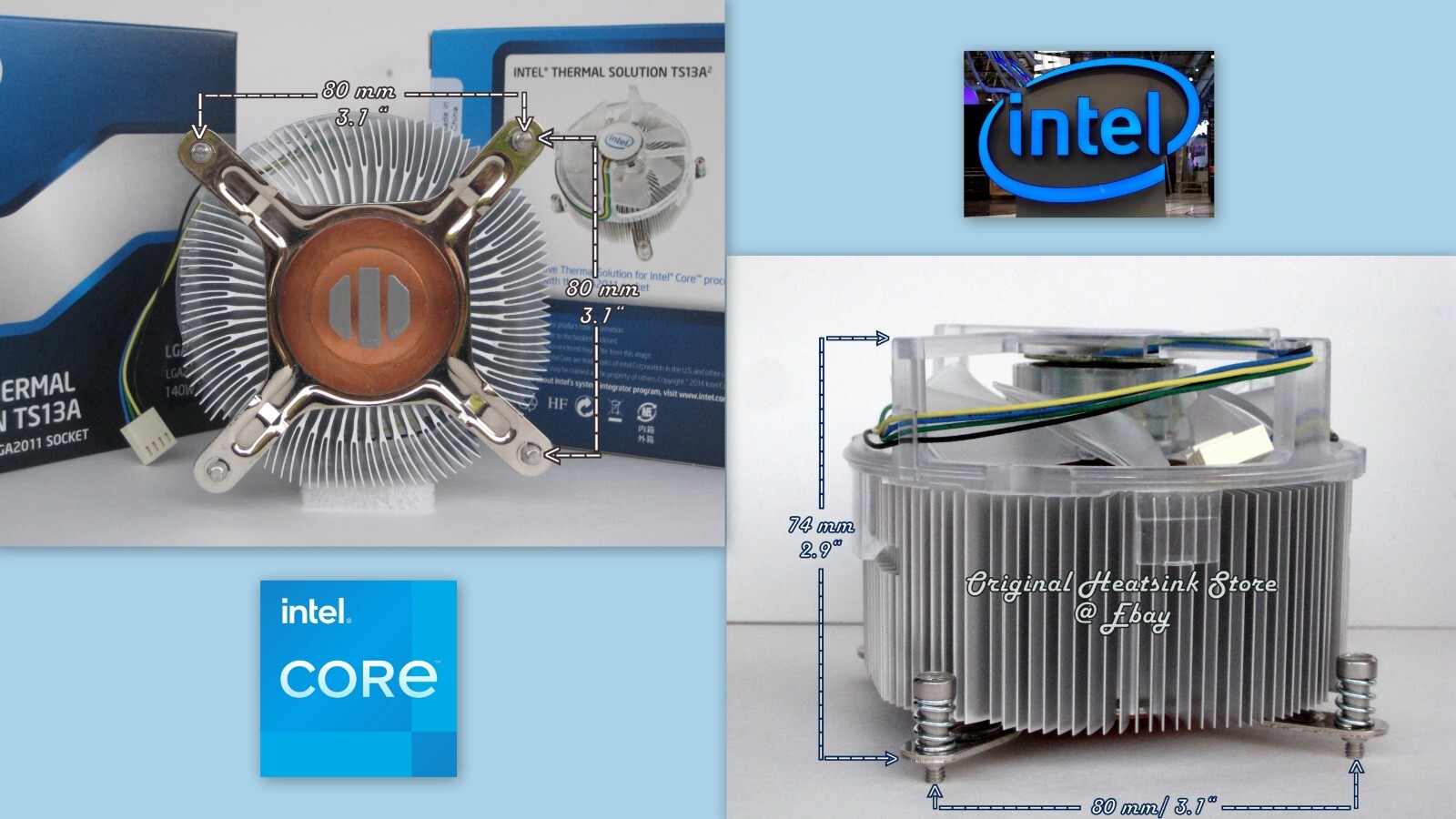 Intel Extreme i7-3960X Heatsink Cooler Fan FOR LGA2011 Processor 140W TDP – New