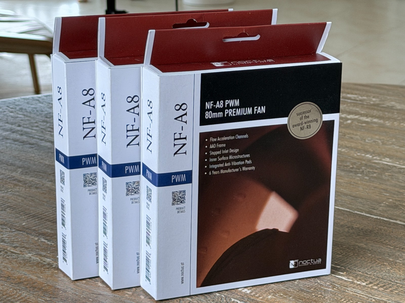 Lot of 3 Noctua NF-A8 PWM, Premium Quiet Fan, 4-Pin 80mm, Brown NEW !