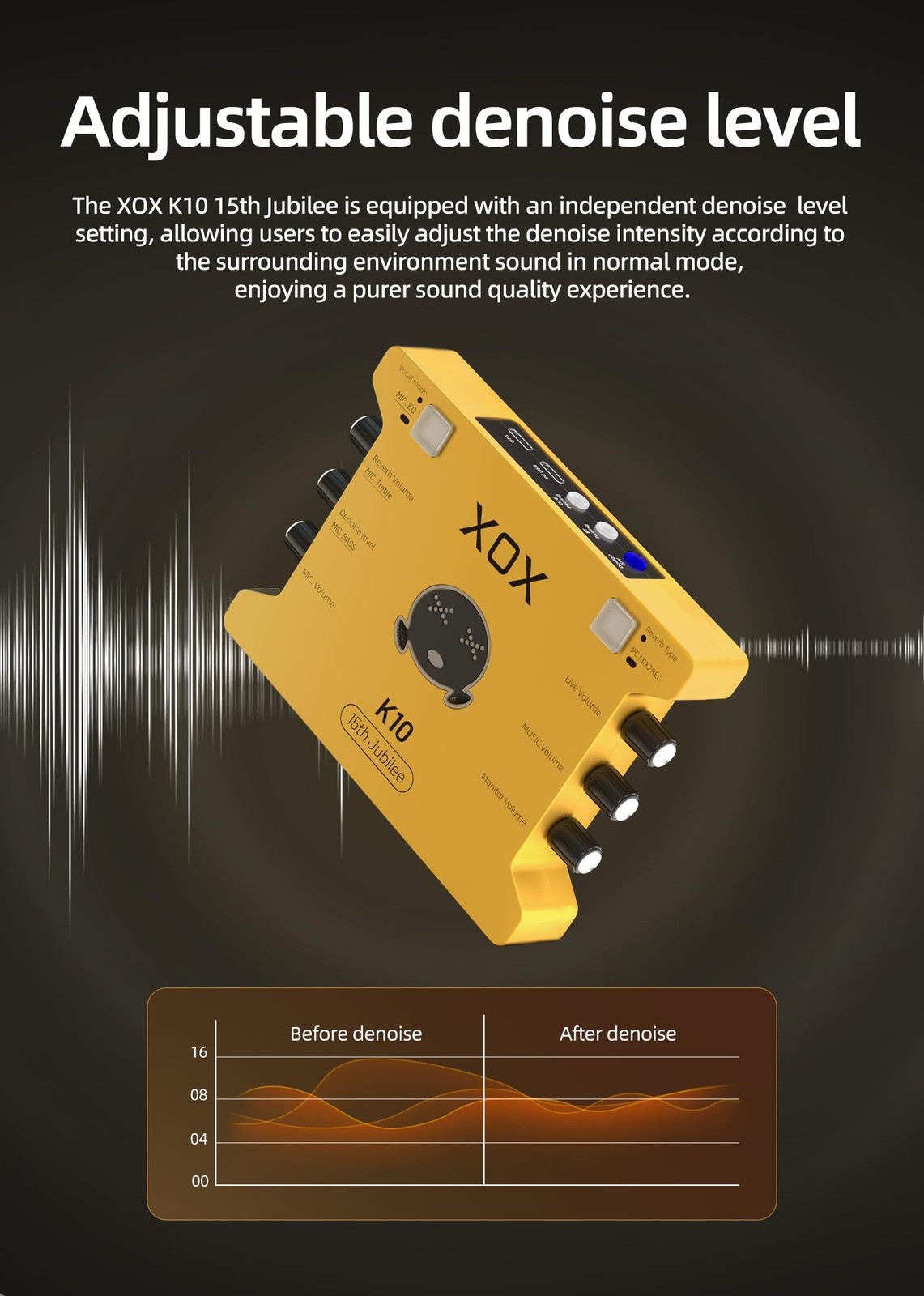 XOX K10 set live streaming audio interface,live sound card,audio mixer Yellow