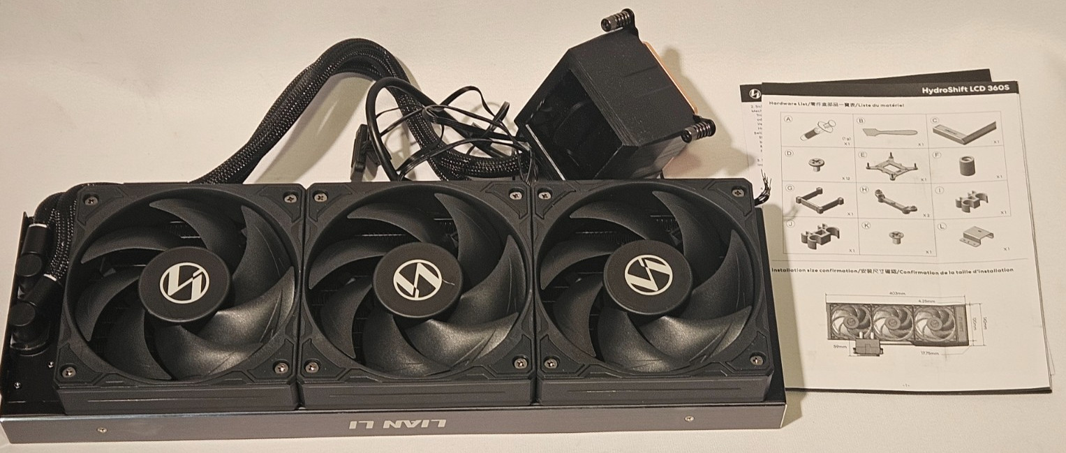 Lian Li HydroShift LCD 360S Black AIO CPU Cooler Pre-installed 3x 28MM Fans