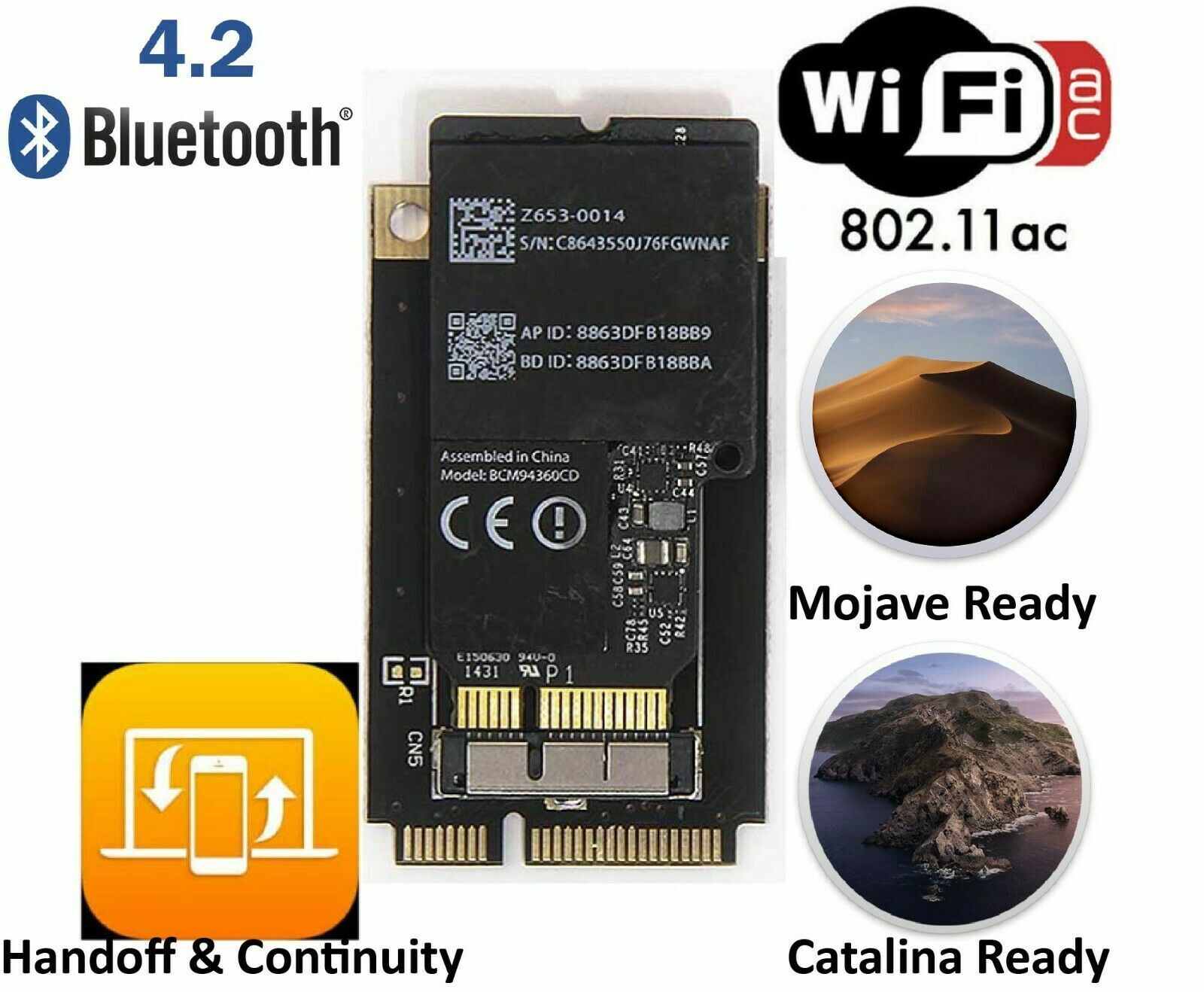 Mac Pro WiFi Upgrade Kit for 4,1 5,1 802.11 a/b/g/n/ac with Bluetooth 4.2 – USA