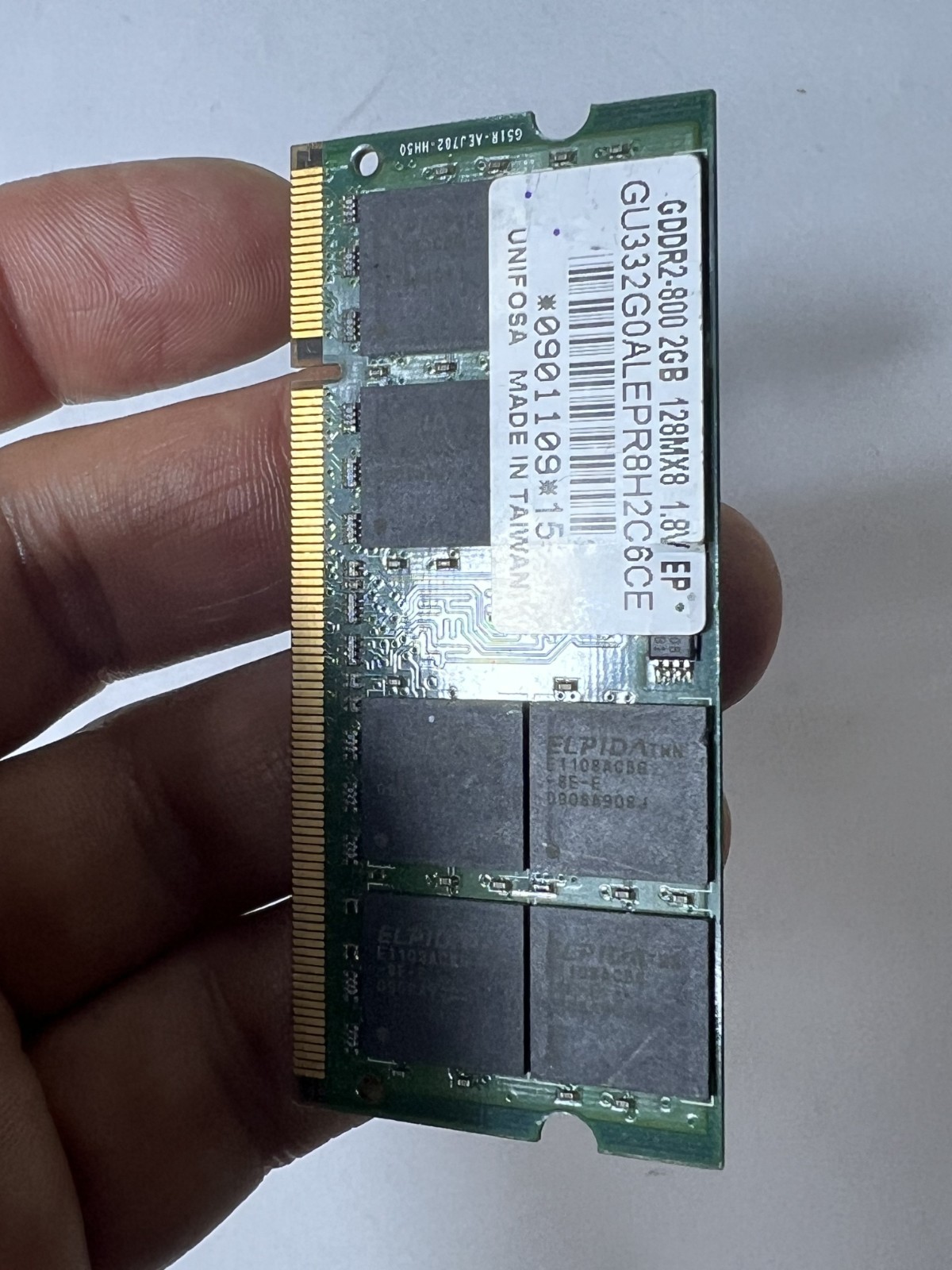 2GB DDR2-SODIMM RAM 1.8V PC2-6400S 800MHz UNIFOSA – GU332G0ALEPRH2C6CE 128MX8 EP