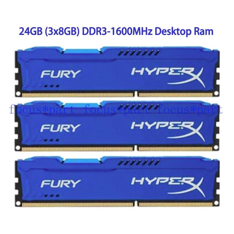 24GB (3 x 8GB) DDR3 1600MHz PC3-12800 Gaming Memory HX316C10F/8 for Desktop Blue