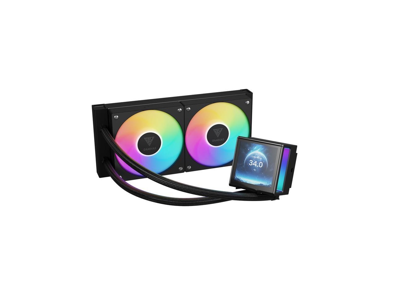 GAMDIAS CHIONE P5-240 Liquid CPU Cooler, 240mm AIO w/Customizable 3.4” IPS LCD,
