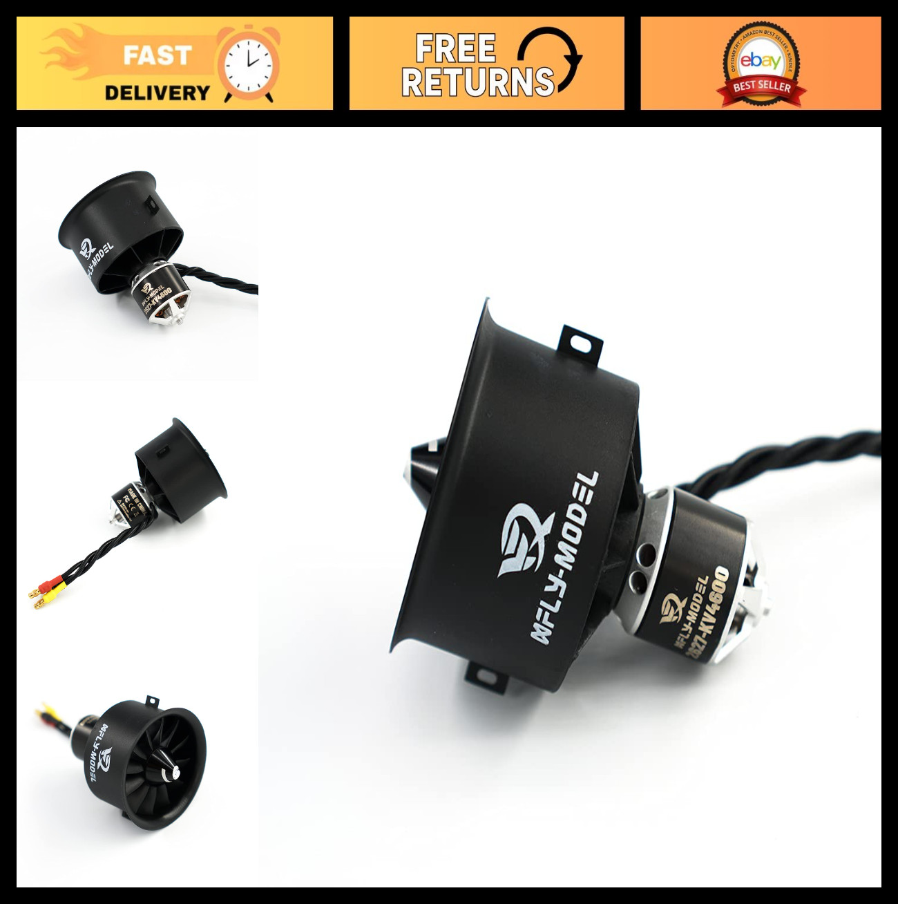 50mm 12-Blade EDF Ducted Fan & 4S Brushless Outrunner Motor for RC Jet Aircraft
