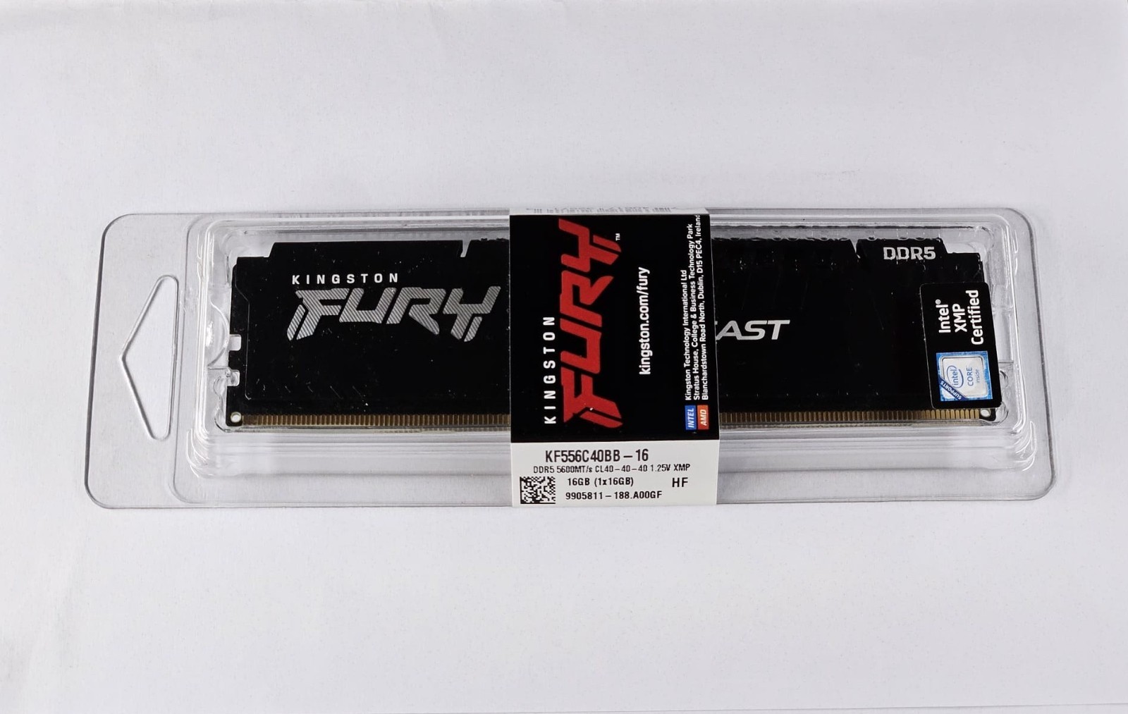 Kingston Fury Beast 16GB 5600MT/s DDR5 CL40 Desktop Memory ( KF556C 40BB-16 )