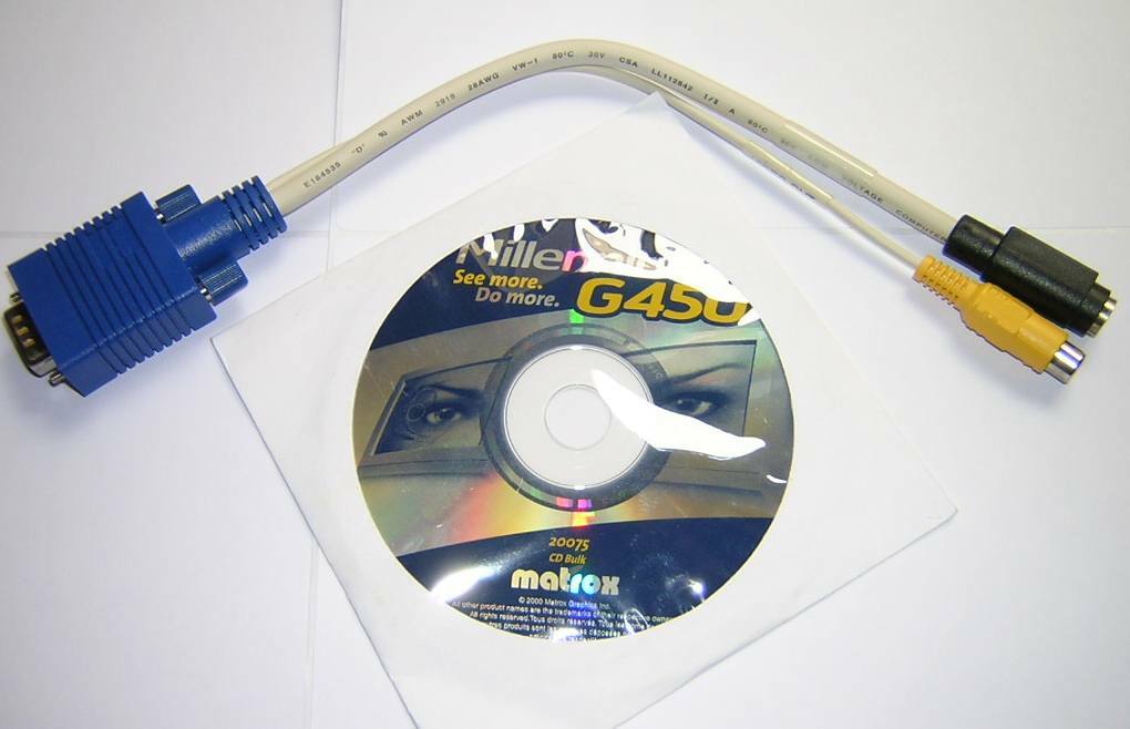 Matrox Millennium G450 Software Driver Install CD-ROM +TV Out Cable