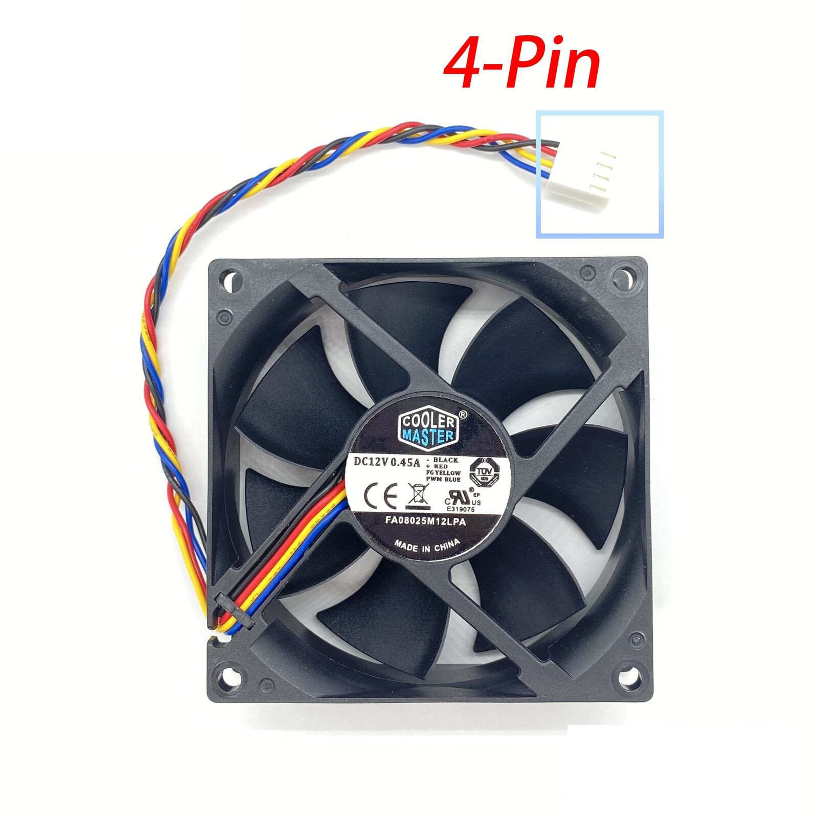 For Cooler Master 8CM 80*80*25MM 0.45A DC 12V 4-lines Cooling Fan FA08025M12LPA