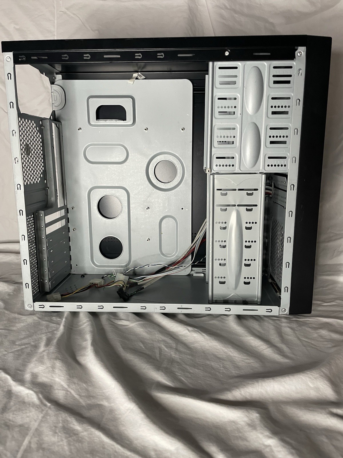 Black Silver ATX Mid Tower Steel Acrylic Case Side Window USB Audio Ports