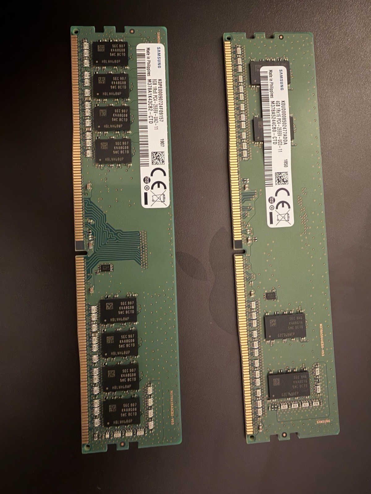 12 Gb Ram 1x 8GB 18×8 PC4 2666V UA2-11 and 1x 4GB 1Rx16 PC4-2666V