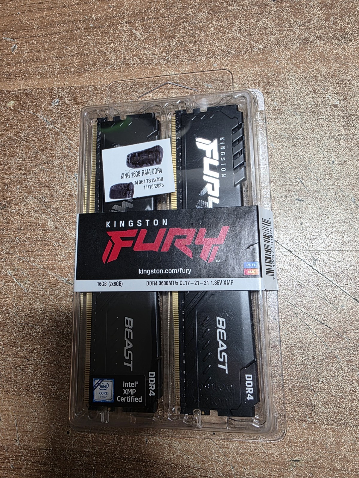 Kingston FURY Beast 16GB (2 x 8GB) DDR4 SDRAM Memory Kit (KF436C17BBK2/16) 3600