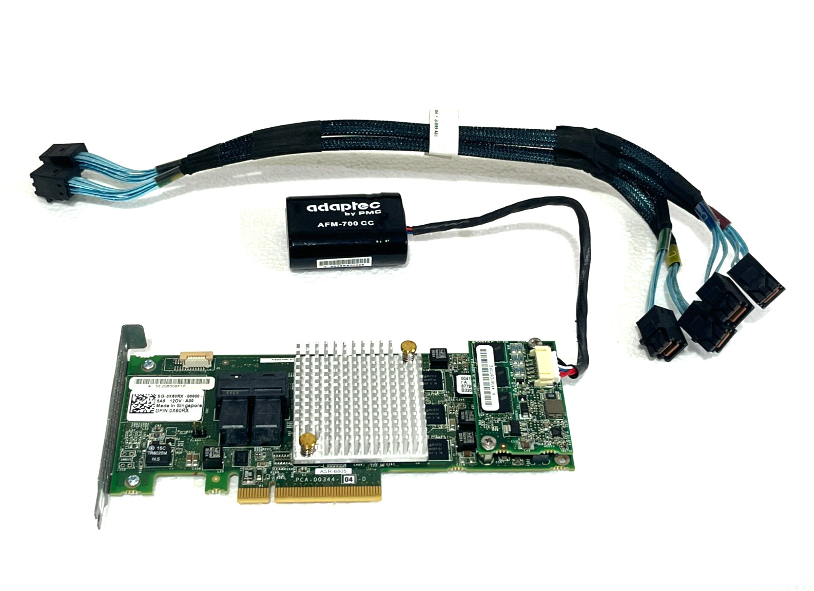 Dell ASR-8805 Adaptec 12GB/s SAS SATA SSD Raid 1GB Cache w/ BBU + Cables X60RX