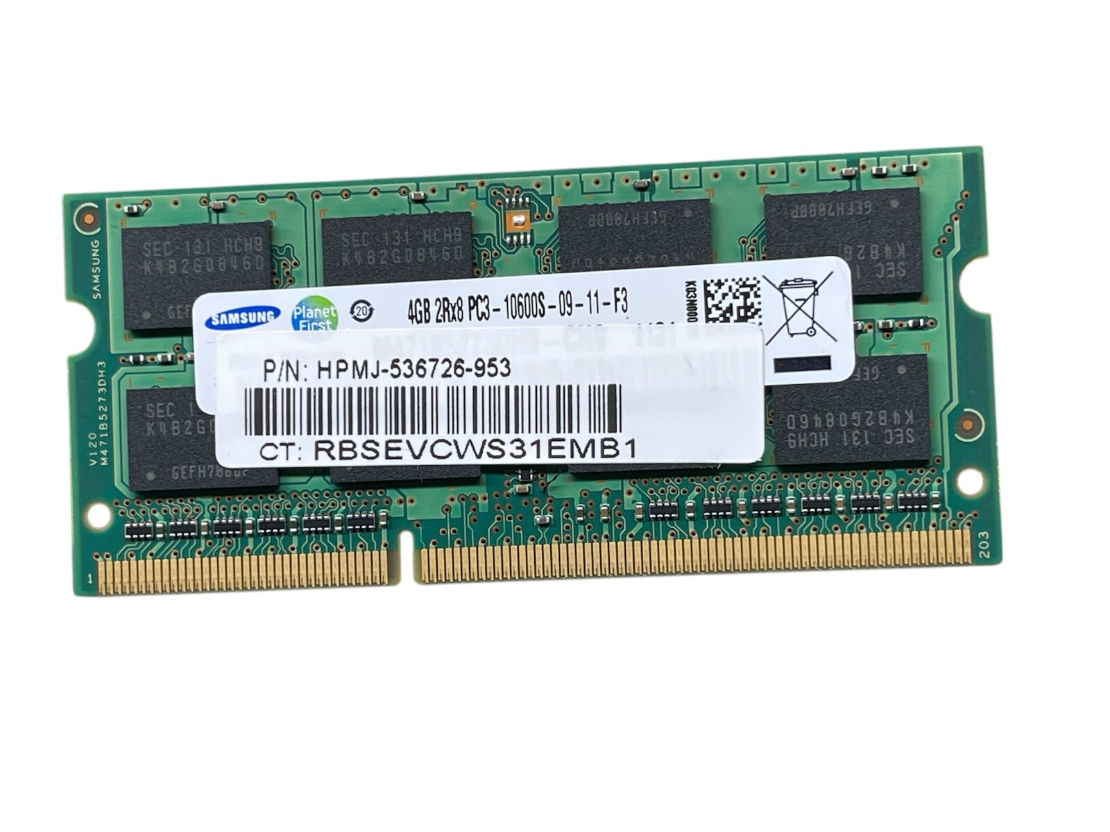 Samsung 4GB DDR3 2Rx8 PC3L-10600S Non-ECC Unbuffered (M471B5273DH0-CH9) Laptop