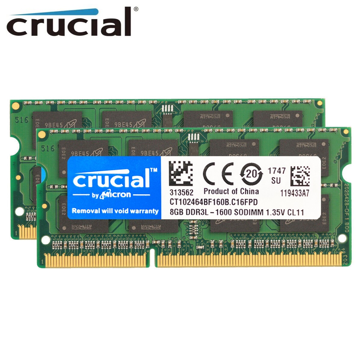 CRUCIAL DDR3L 8GB 16GB 32GB 1600 1333 1066 1866 MHz Laptop RAM SODIMM 204-Pins