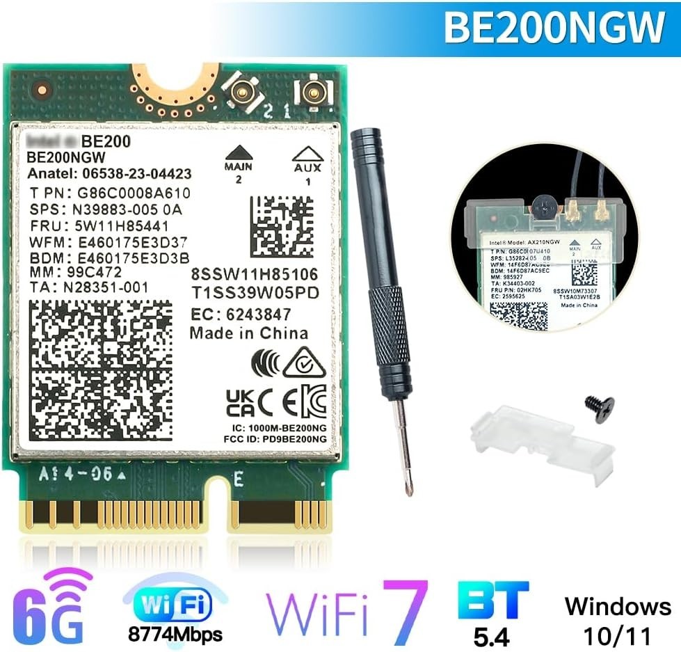 Bluetooth 5.4 & WiFi 7 BE200 Wireless Network Card for Seamless Connectivity