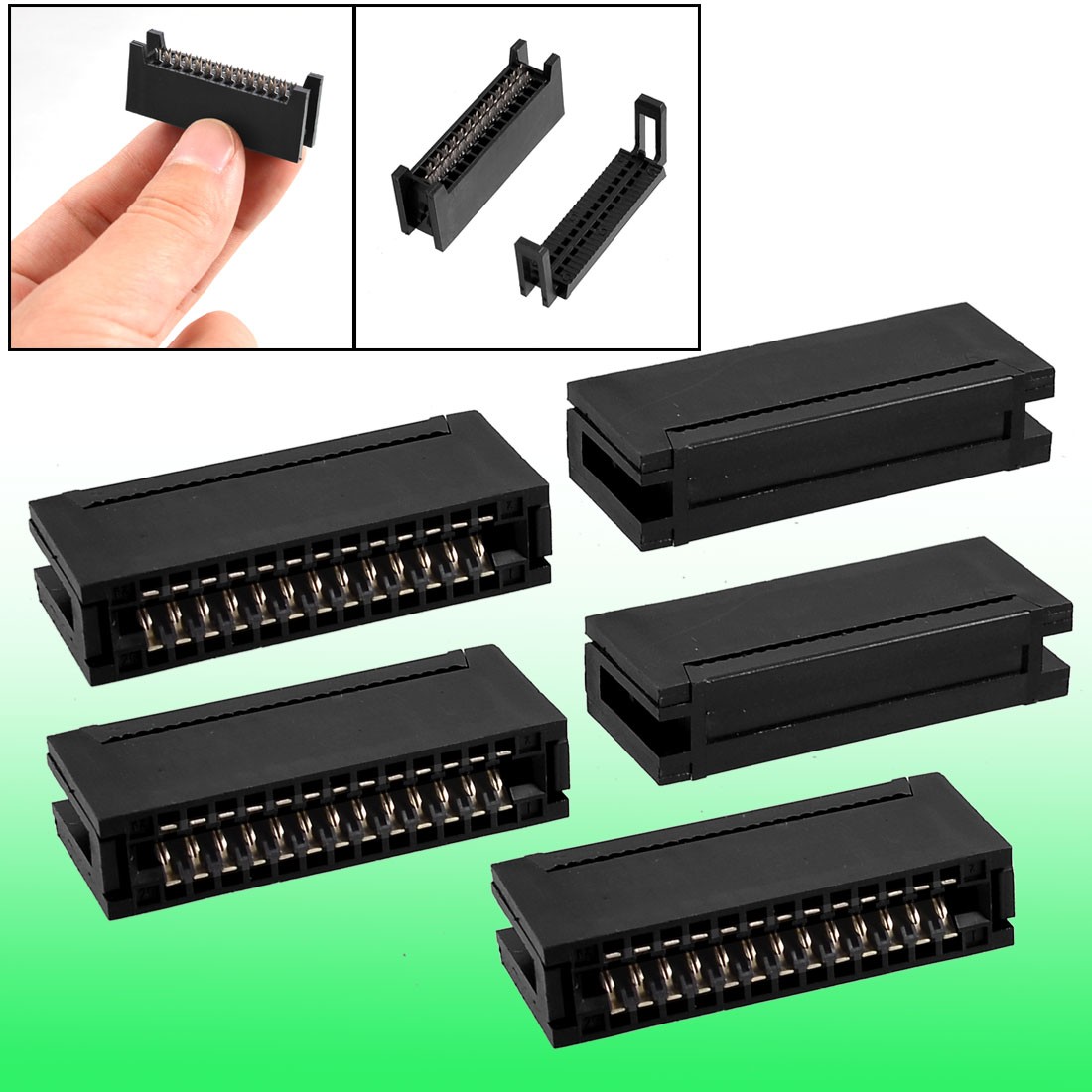 5 Pcs 26 Pin 2.54mm Pitch IDC Type Card Edge Slot Connector Black