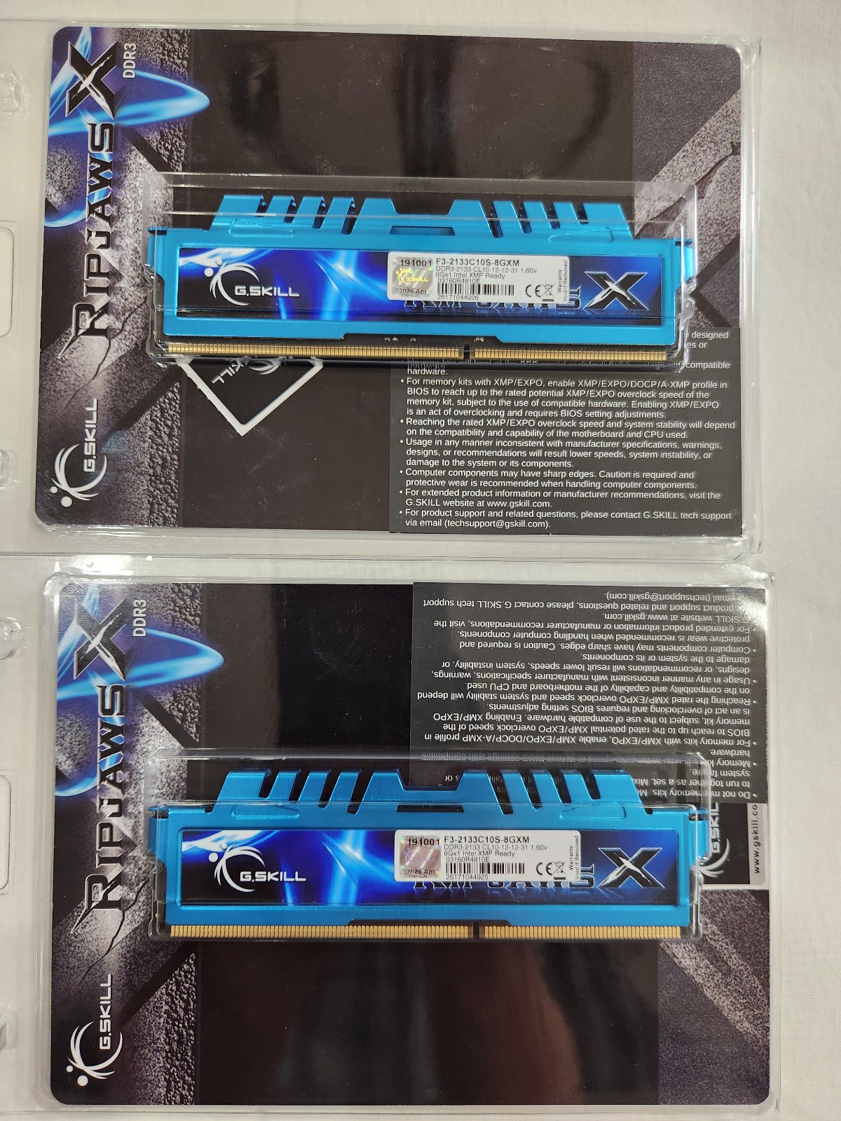 G.SKILL Ripjaws X DDR3-2133 16GB Total (2x8GB) Intel XMP F3-2133C10S-8GXM – New