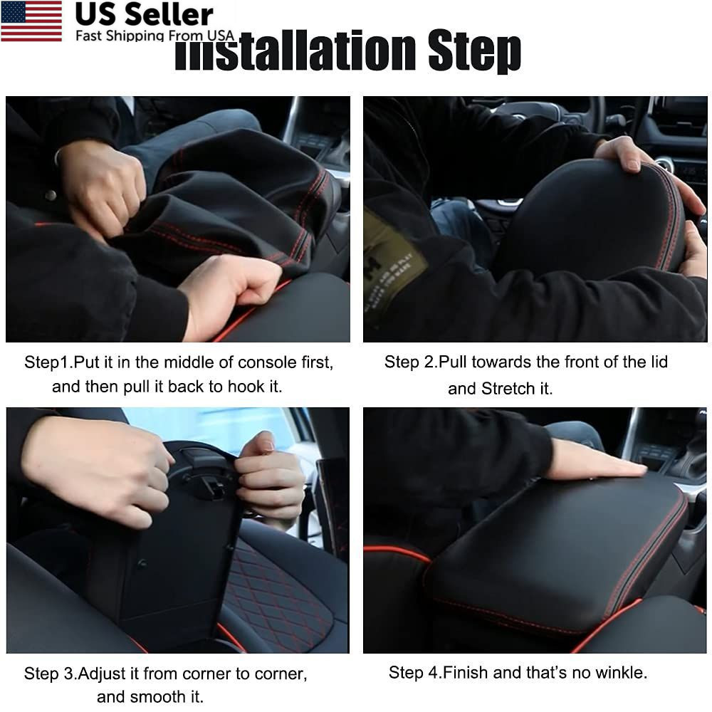 INTGET Center Console Armrest Cover for 2025 Toyota RAV4 Accessories black