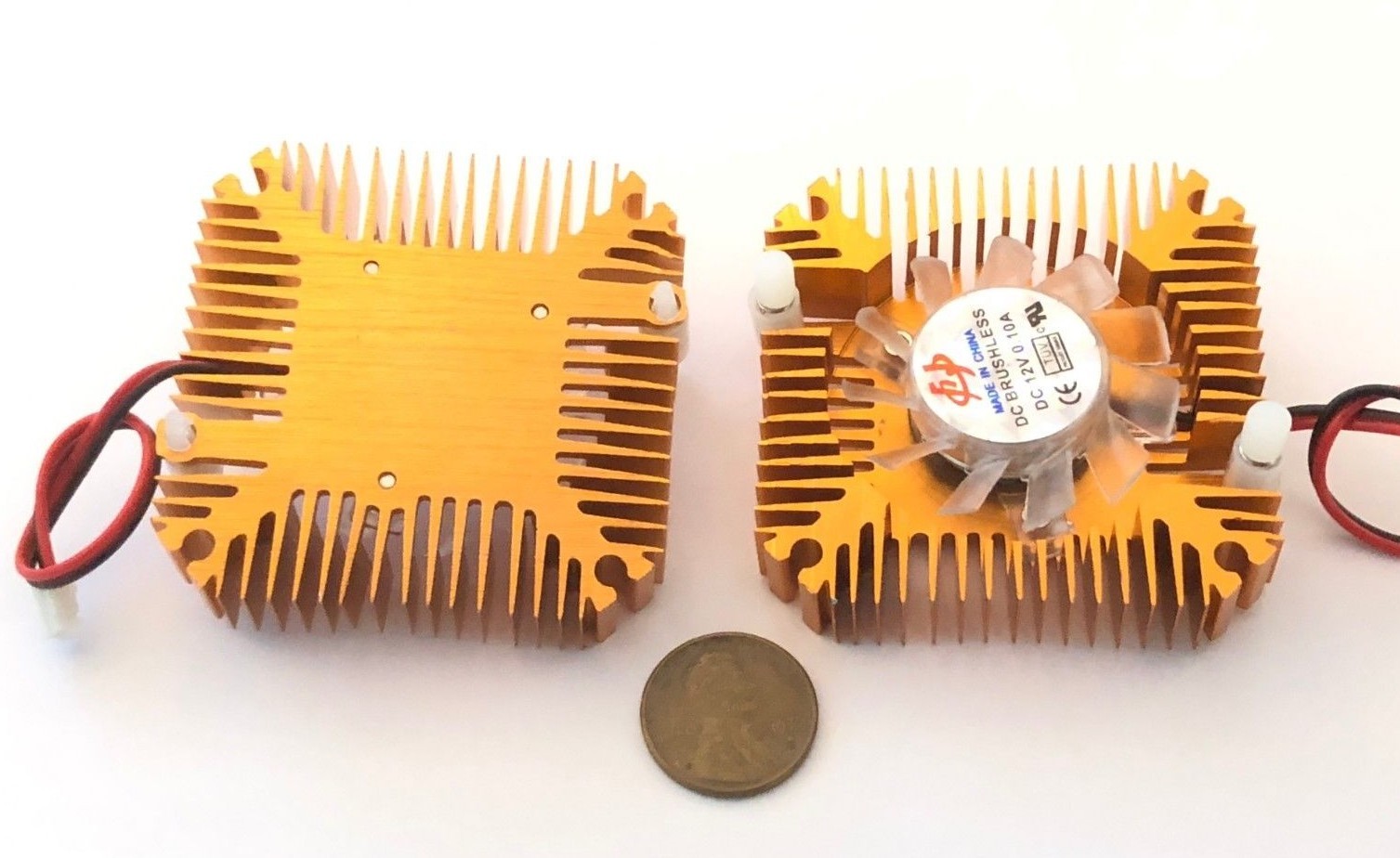 2 Pieces copper 12v 55mm 2PIN Aluminum Cooling Fan Heatsink Cooler VGA CPU A8
