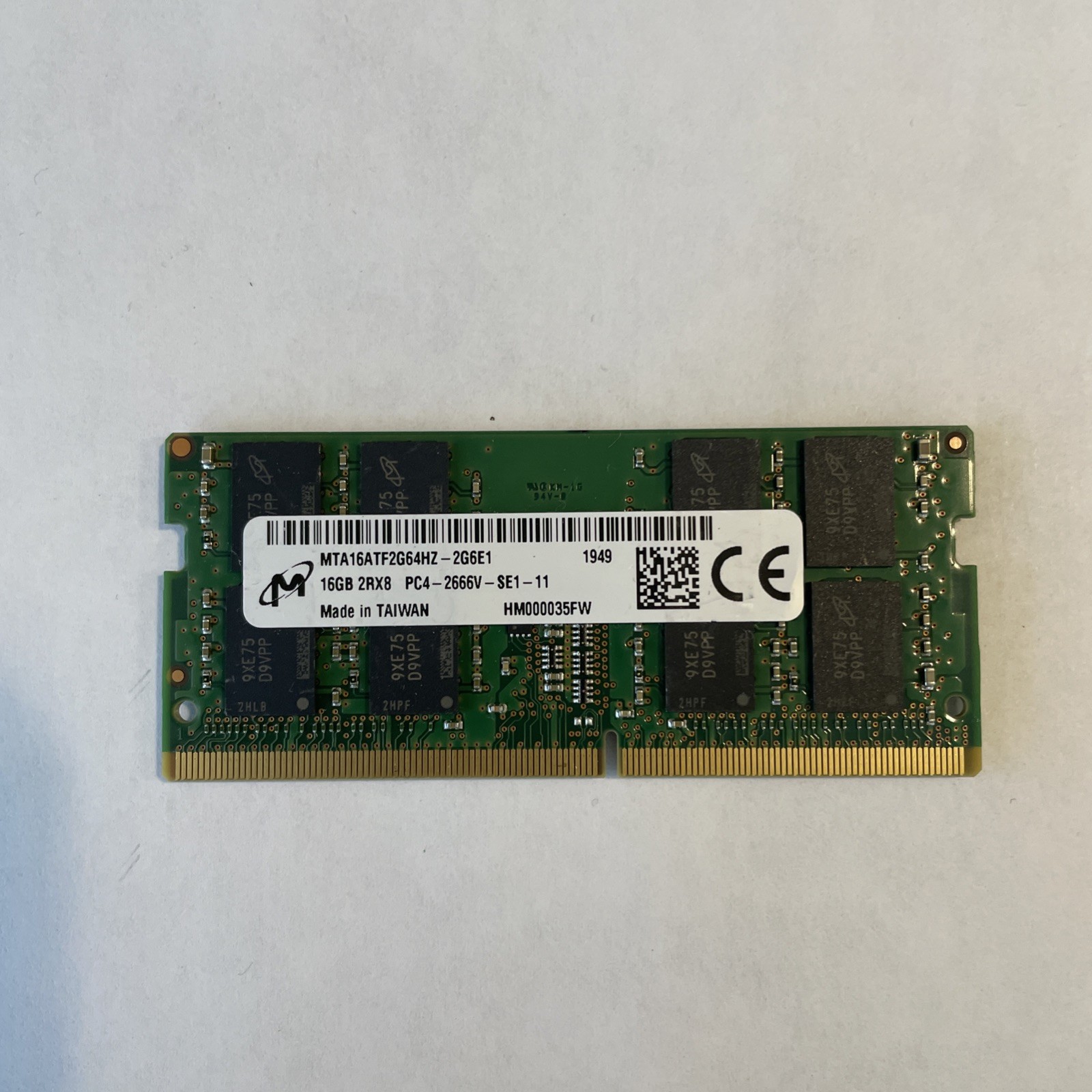 Micron 16GB 2Rx8 PC4-2666V-SE1-11 Laptop Memory P/N: MTA16ATF2G64HZ-2G6E1