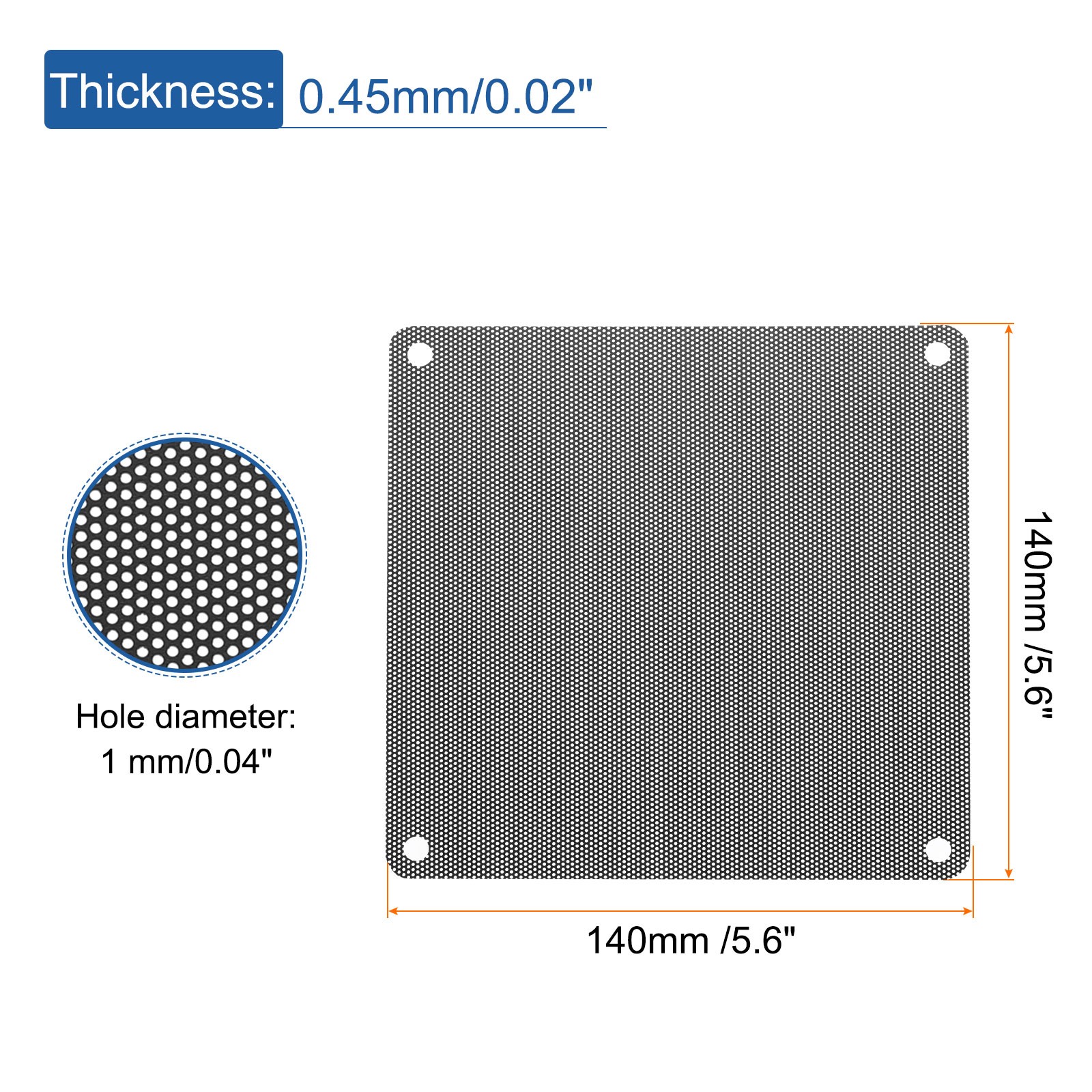 10PCS PC Dust Filter, 140x140mm PVC Computer Case Dustproof Mesh, Black